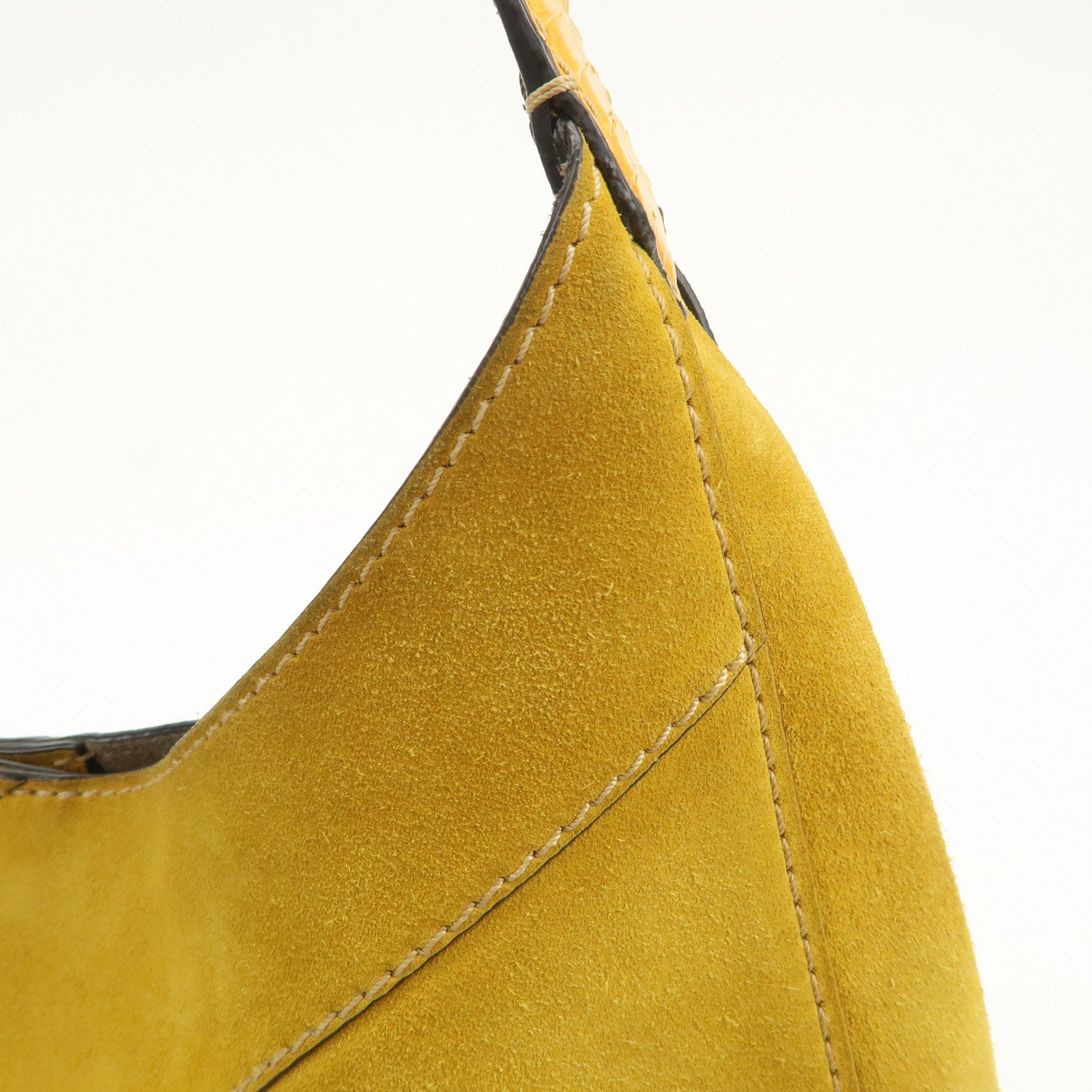 JIMMY CHOO Suede Leather Shoulder Bag Hand Bag Yellow