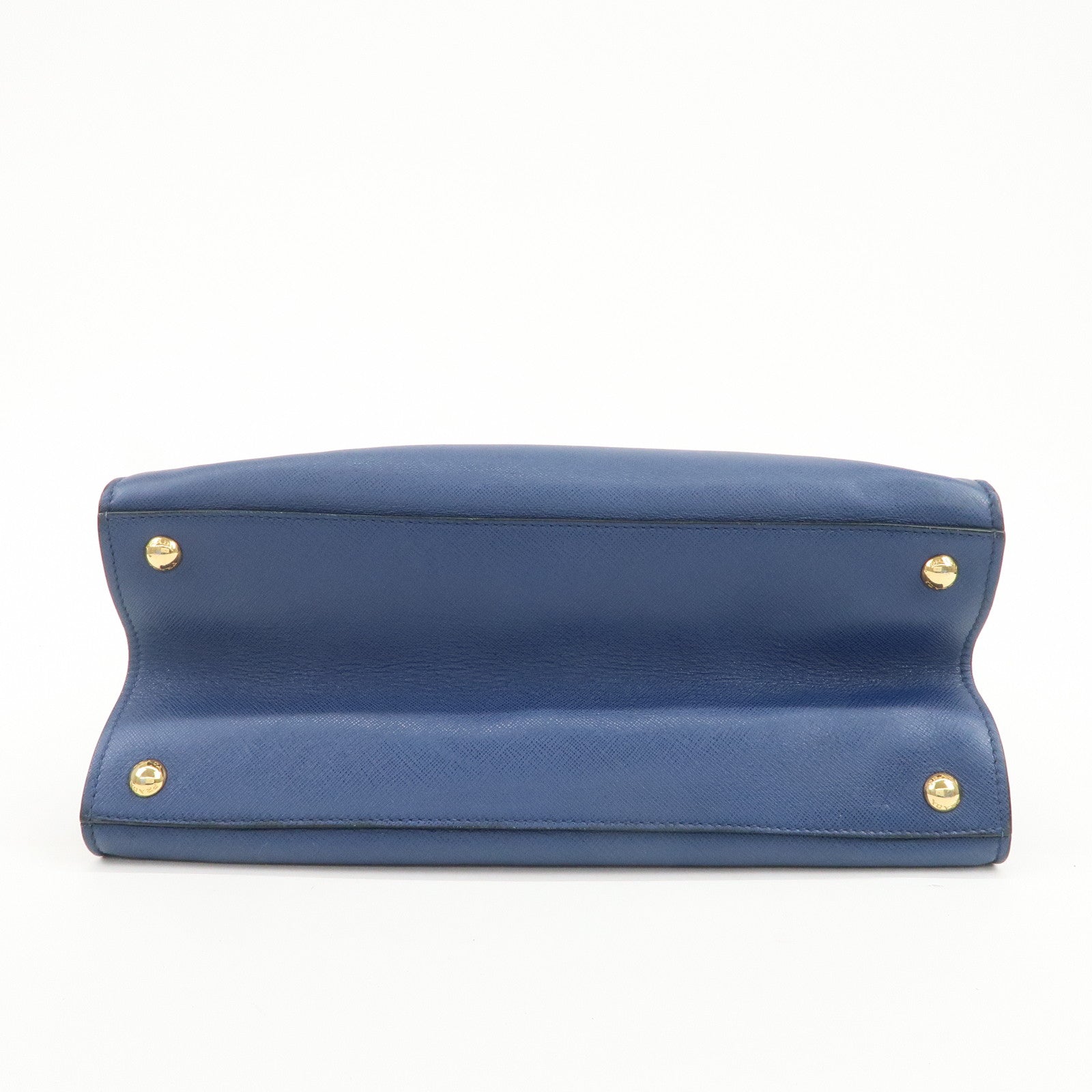 PRADA Triangle Logo Saffiano Leather 2Way Bag Hand Bag Navy