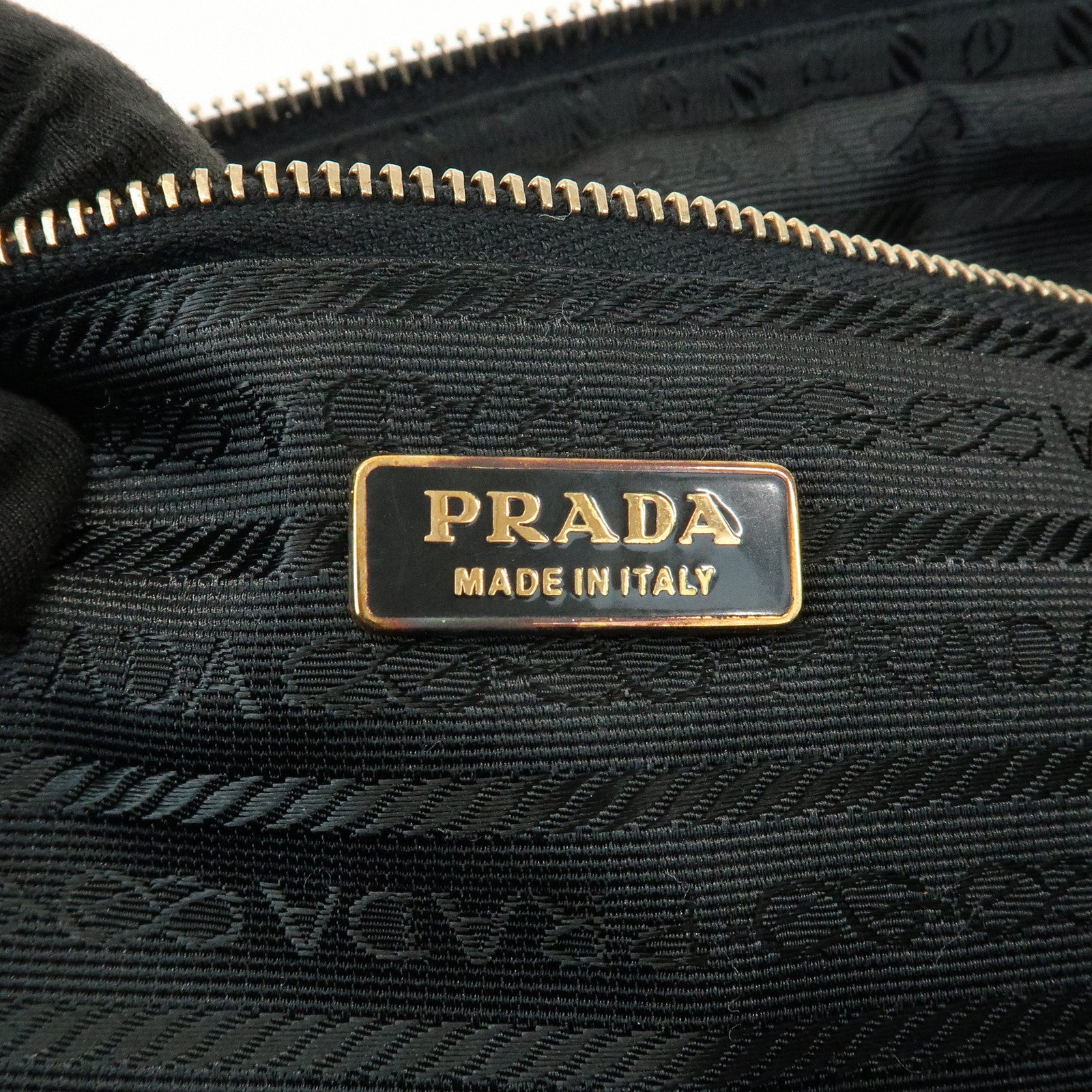 PRADA Triangle Logo Nylon Leather Shoulder Bag Black BN0218