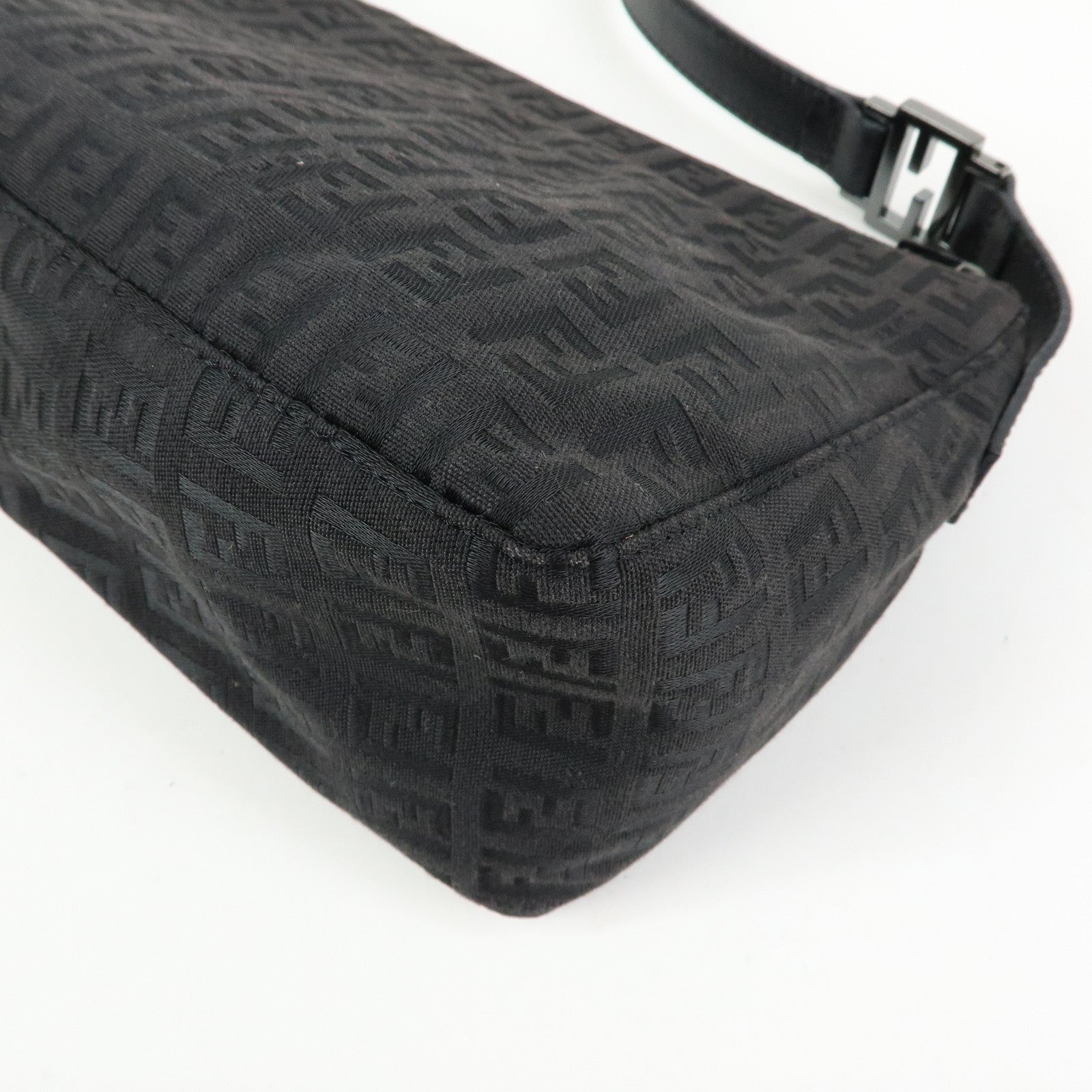 FENDI Zucchino Canvas Leather Hand Bag Dark Brown 8BR144