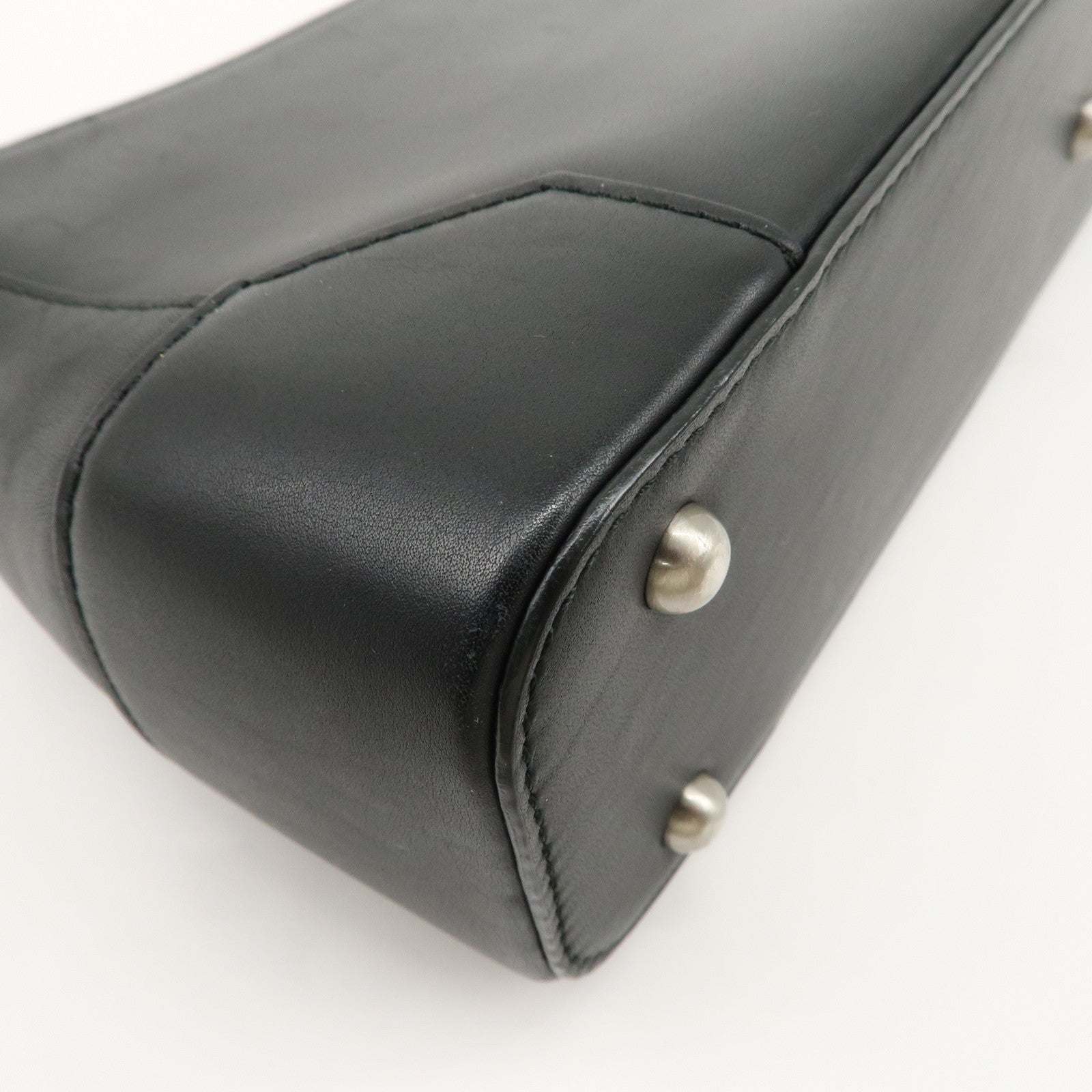 BUBERRY Logo Leather Shoulder Bag Hand Bag Black Used