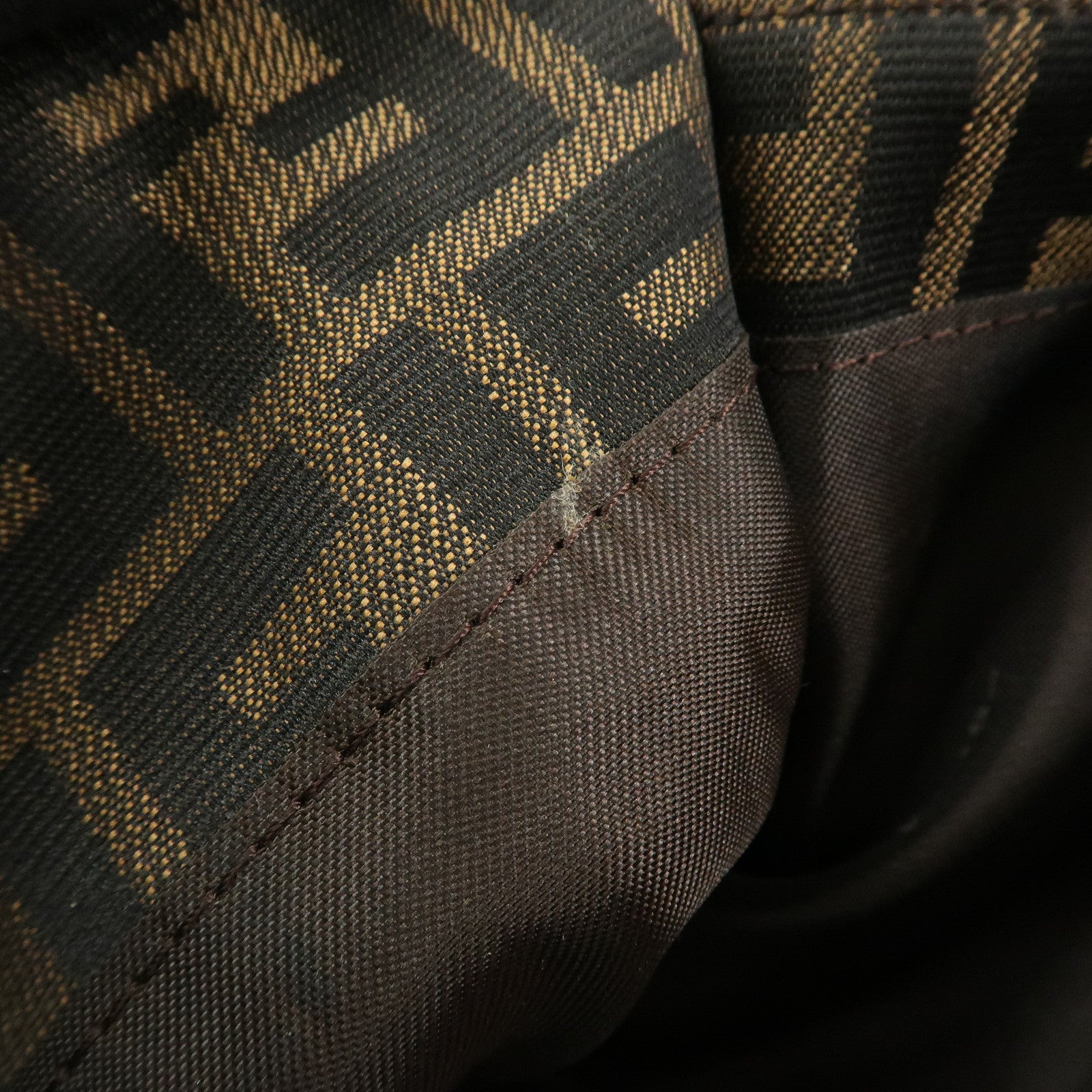 FENDI Zucca Canvas Leather Hand Bag Tote Bag Brown 8BH072