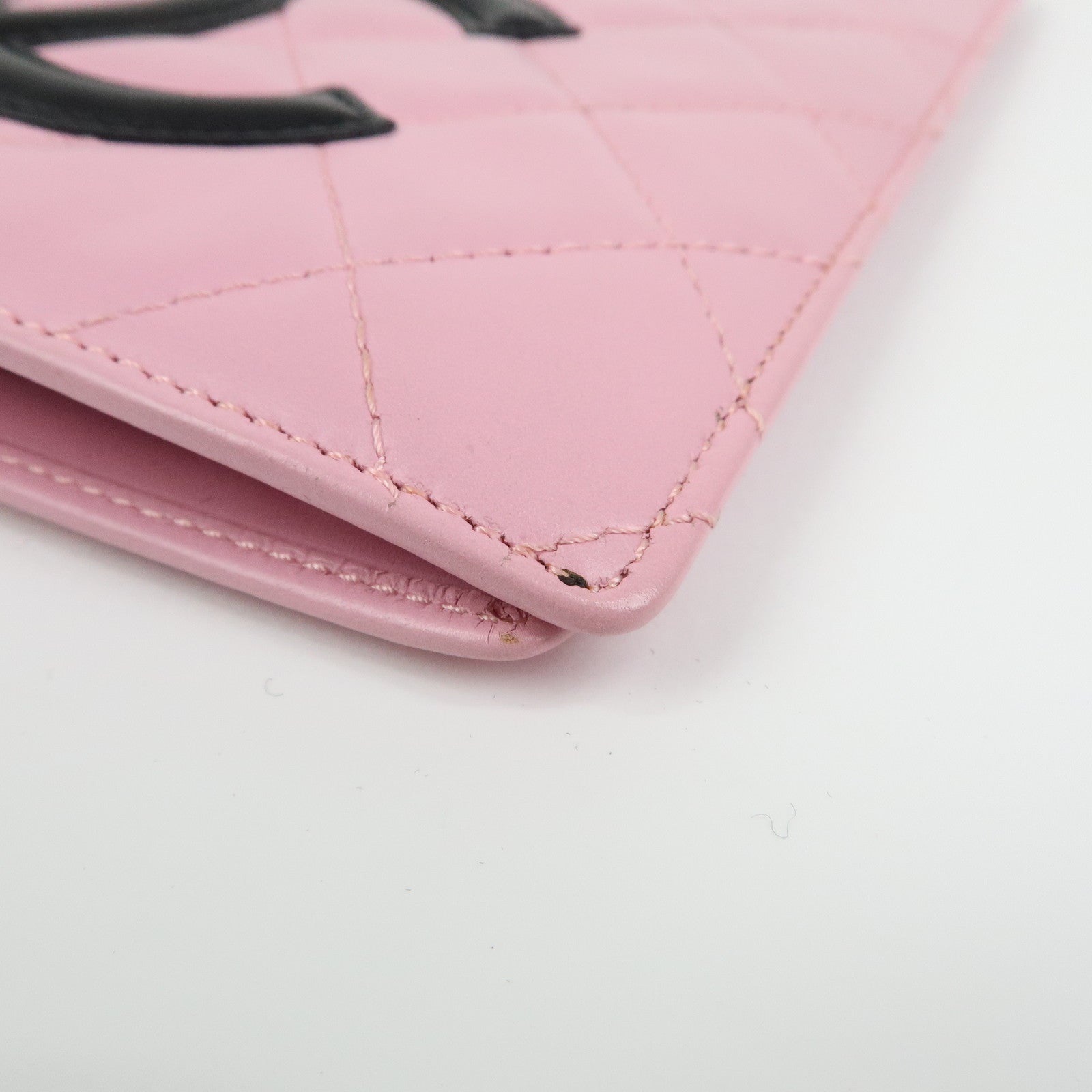 CHANEL Cambon Line COCO Mark Lambskin Long Wallet Pink A26717
