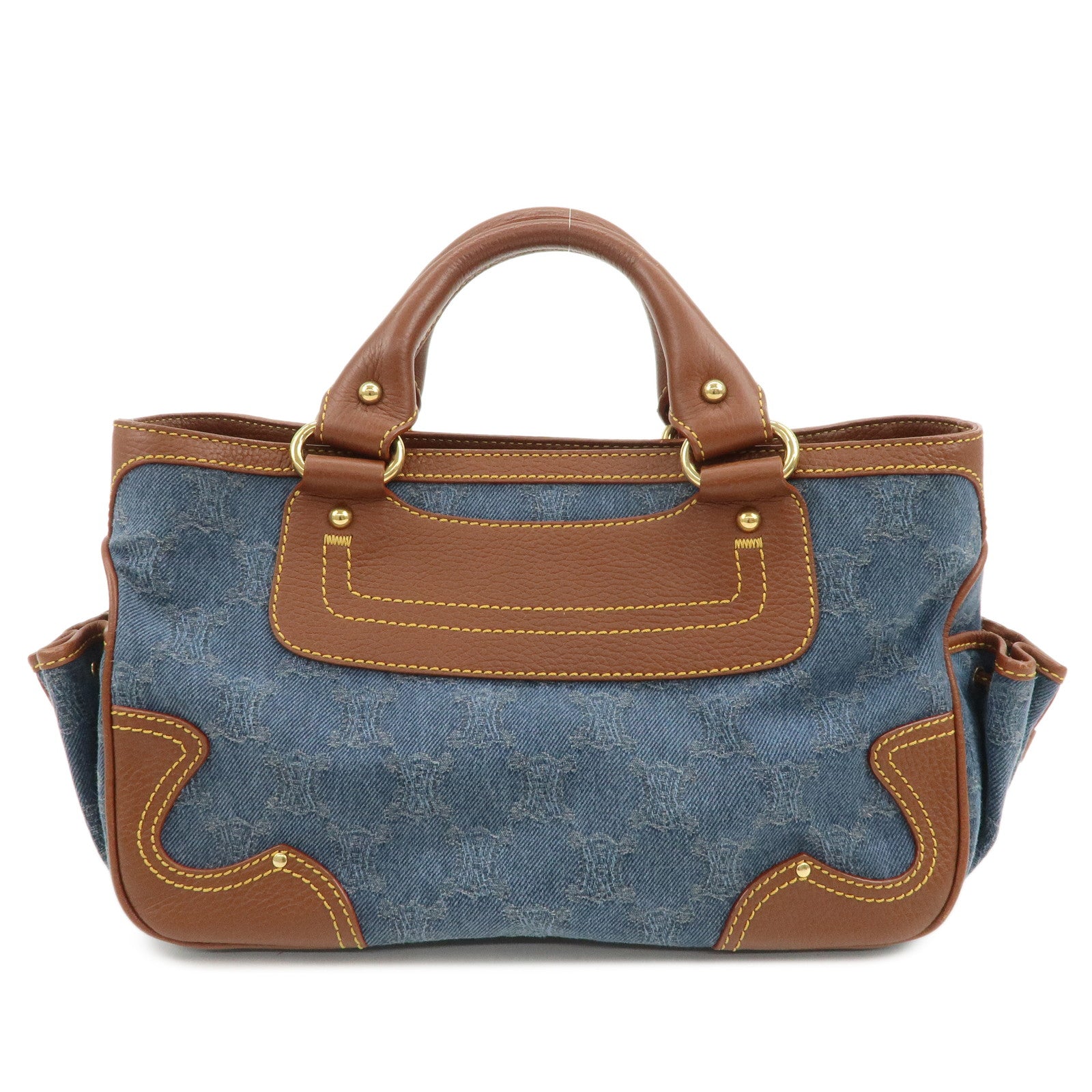 CELINE Macadam Denim Leather Boogie Bag Blue Brown