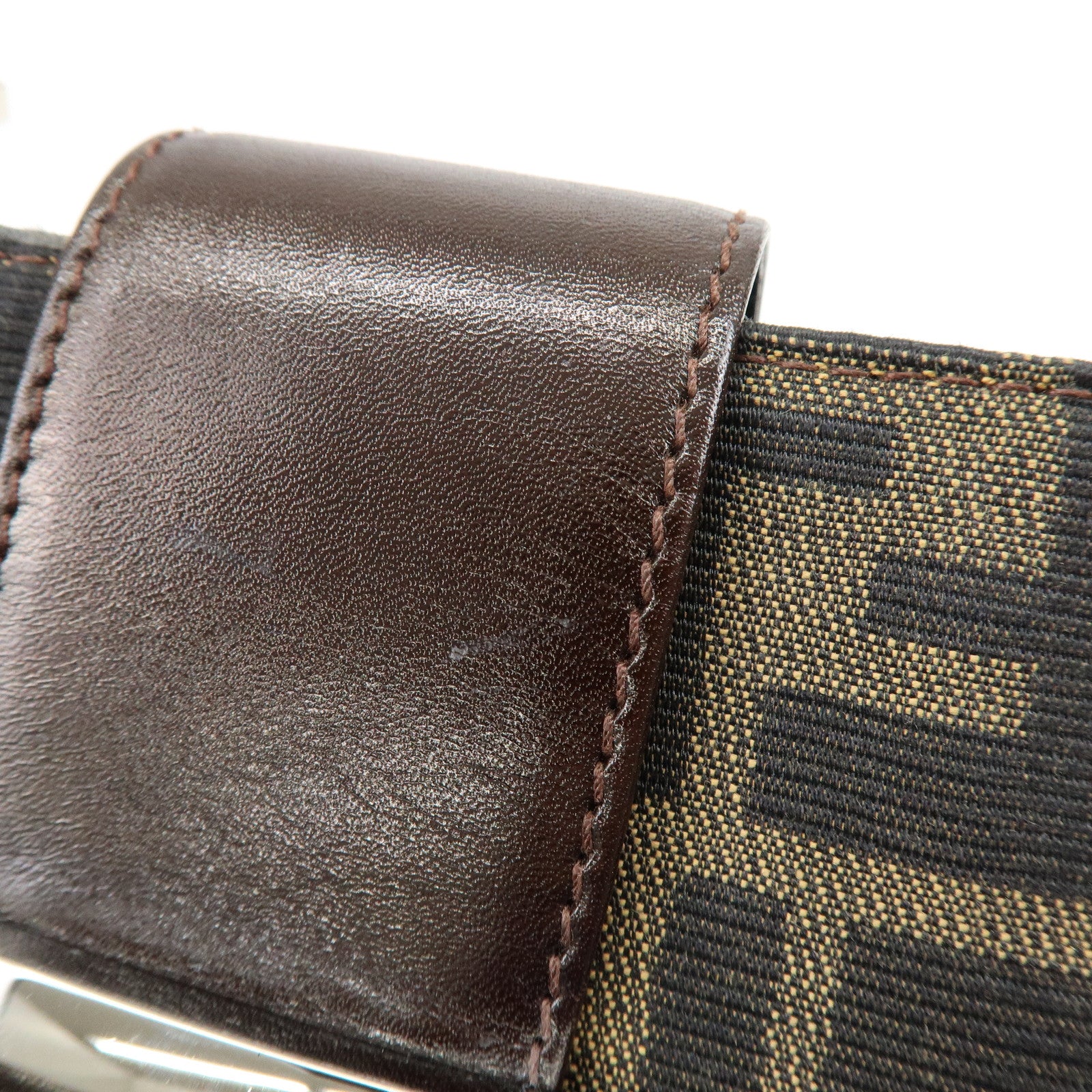 FENDI Zucca Canvas Leather Shoulder Bag Tote Bag Brown 09158081992