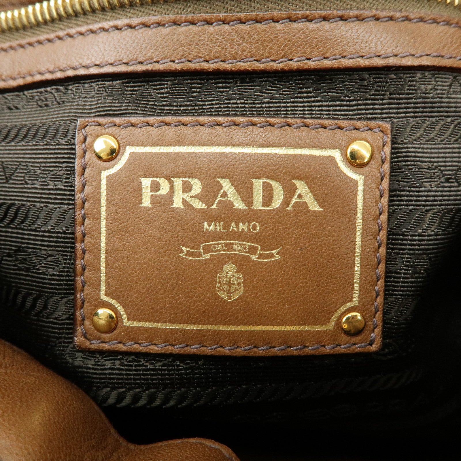 PRADA Leather Ribbon 2Way Bag Hand Bag Shoulder Bag Brown BN1760
