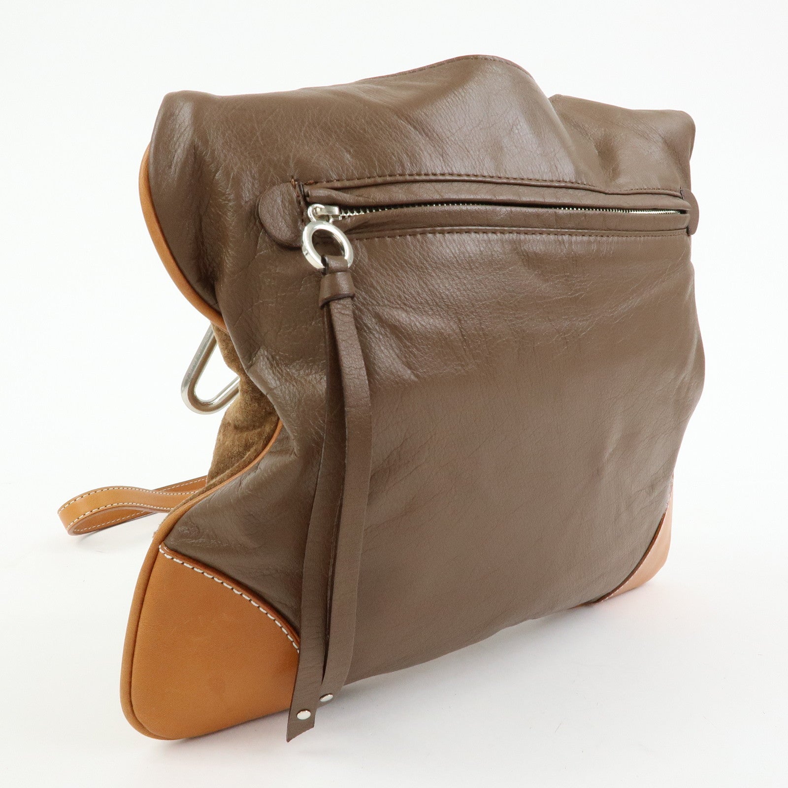 BURBERRY Blue Label Suede Leather Shoulder Bag Crossbody Bag Brown