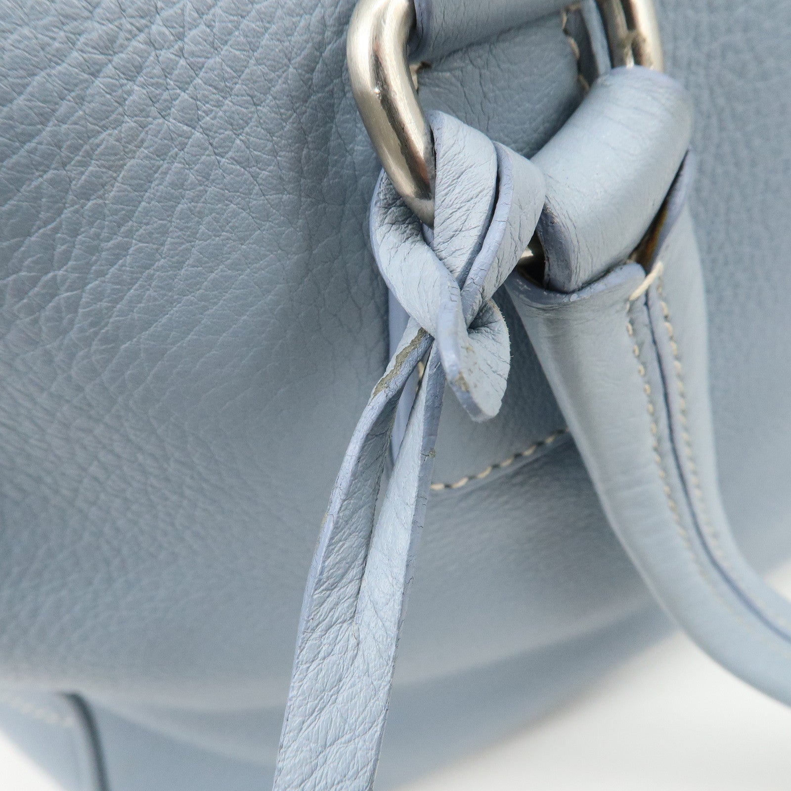 PRADA Leather Boston Bag Shoulder Bag Blue BR2246 Used