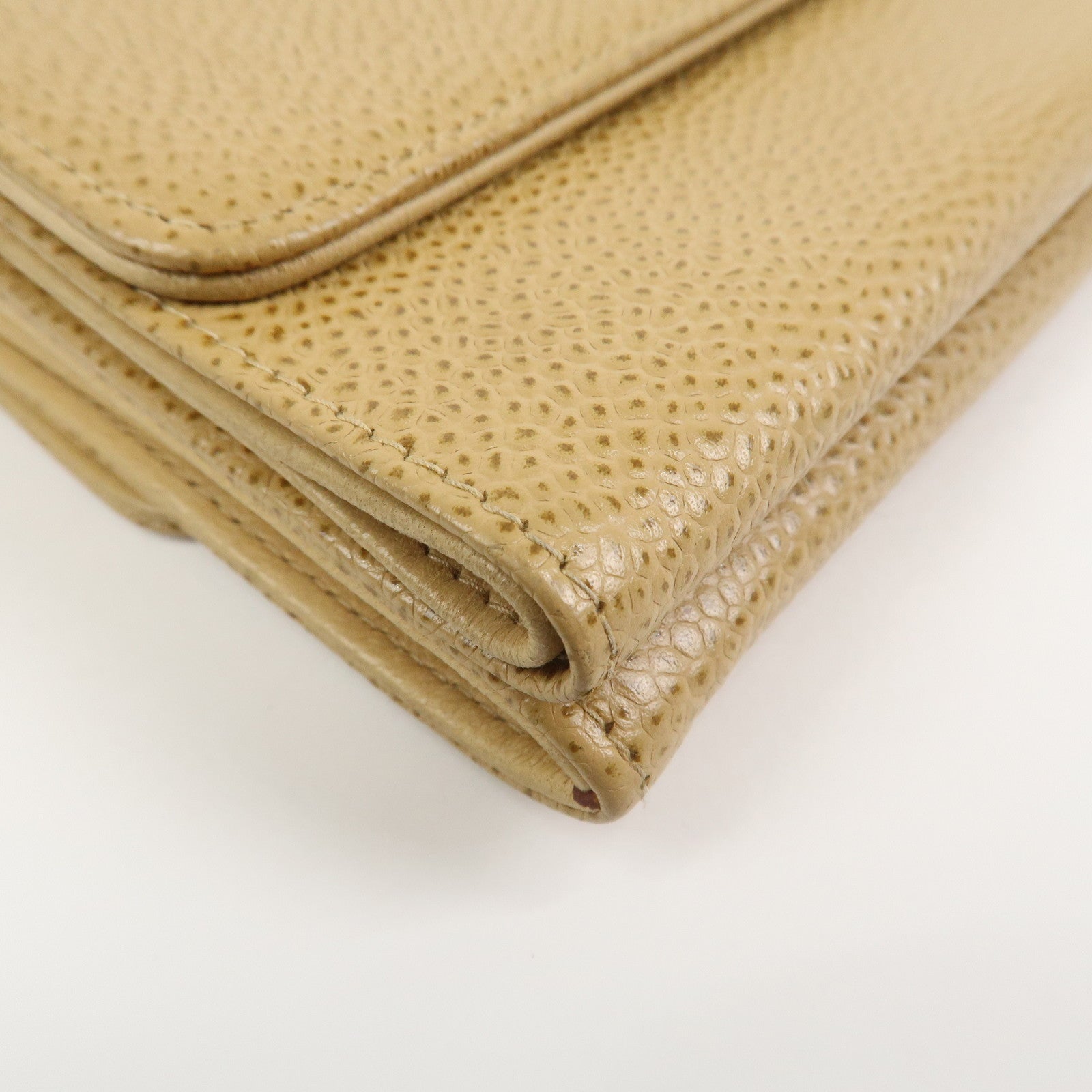 CHANEL COCO Mark Caviarskin Compact Bi-fold Wallet Beige