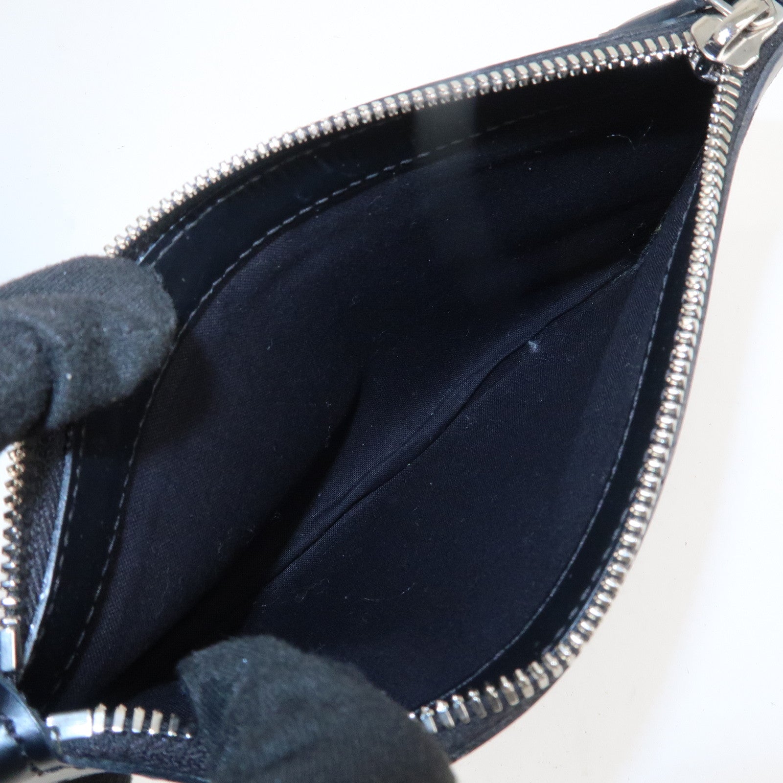 BALENCIAGA Navy Cabas S Leather Tote Bag Hand Bag Black 339933