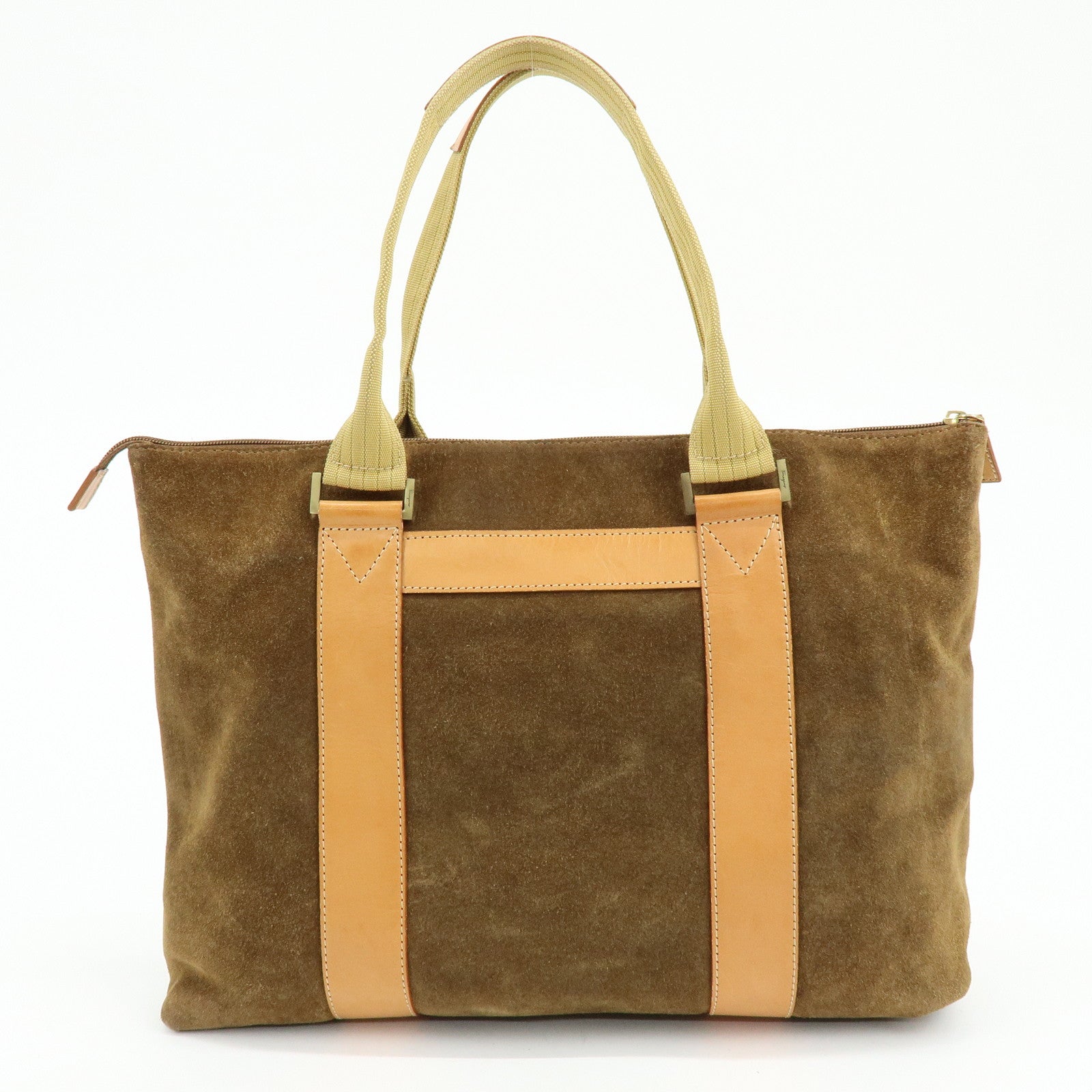 Ferragamo Suede Leather Tote Bag Shoulder Bag Hand Bag Brown