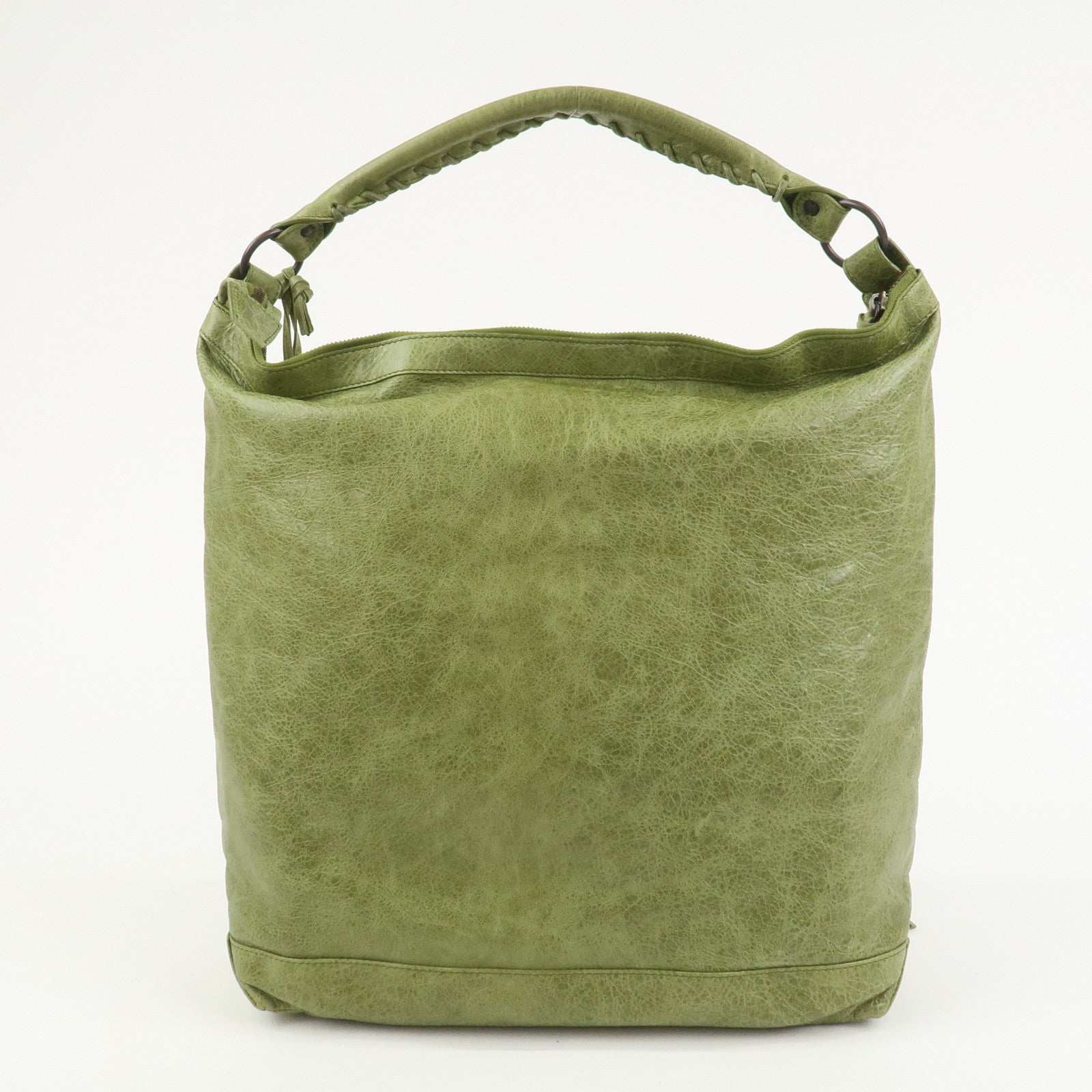 BALENCIAGA Leather The Day Shoulder Bag Green 140442