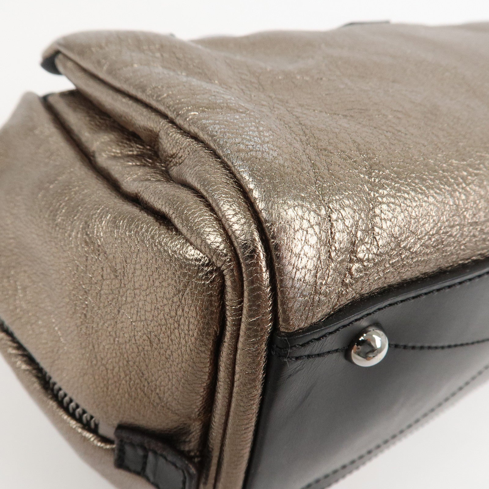 LOEWE Rola 26 Calf Skin Hand Bag Boston Bag Gold Black