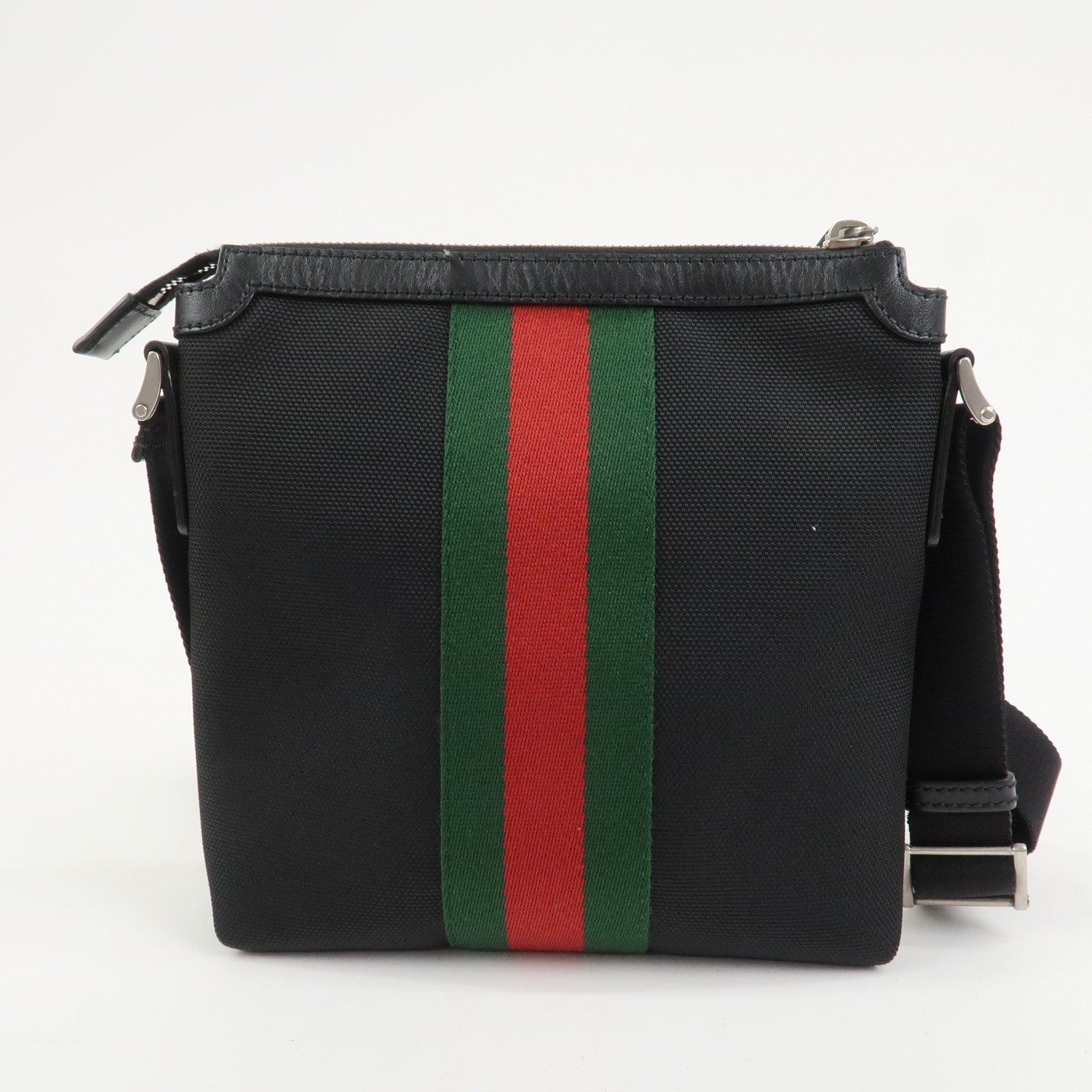GUCCI Sherry Canvas Leather Shoulder Bag Crossbody Bag Black 631195