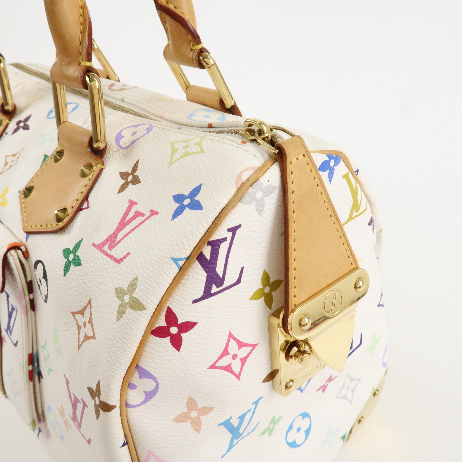 Louis Vuitton Monogram Multicolor Speedy 30 Hand Bag Blanc M92643 Used