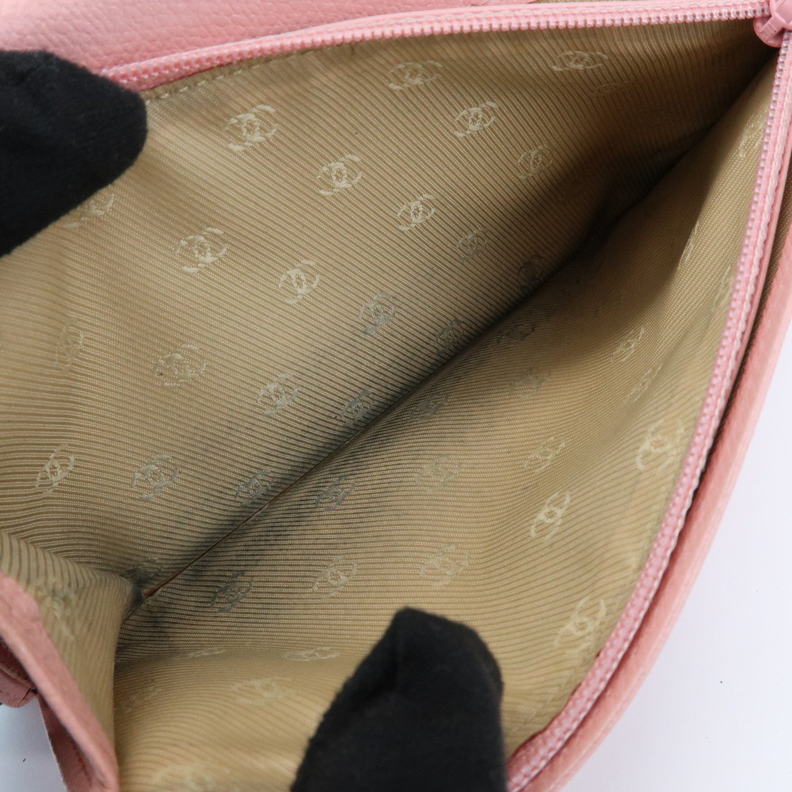 CHANEL COCO Mark Leather Bi-fold Long Wallet Pink