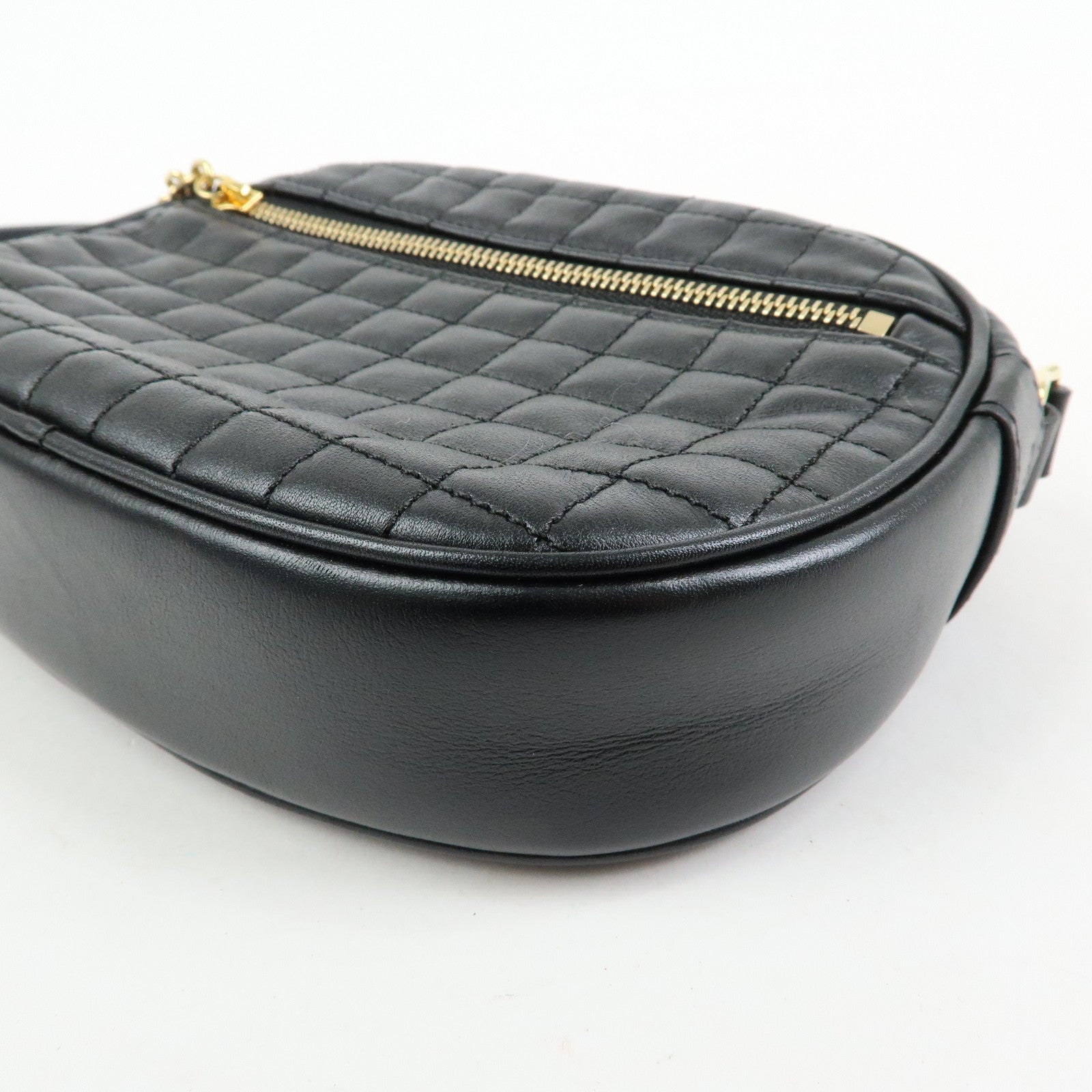 CELINE C Charm Leather Shoulder Bag Crossbody Bag Camera Bag Black