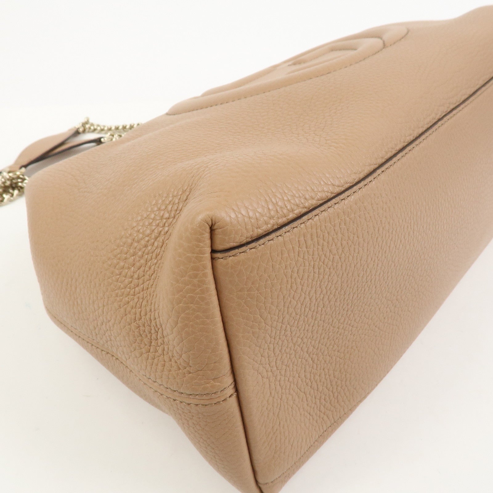 GUCCI SOHO Interlocking G Leather Chain Shoulder Bag Beige 536196