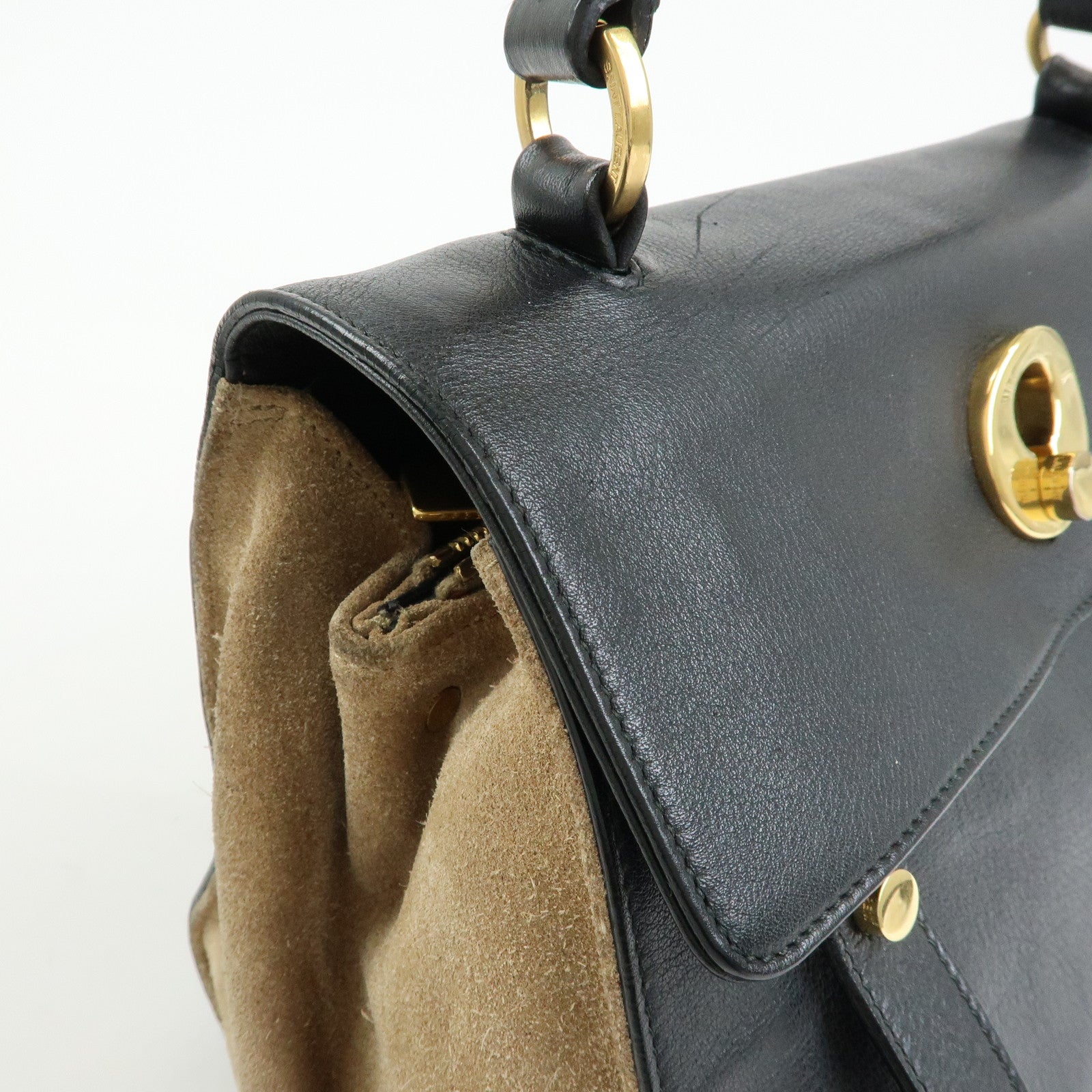 SAINT LAURENT PARIS Muse Two Canvas Leather 2Way Bag Black 313499