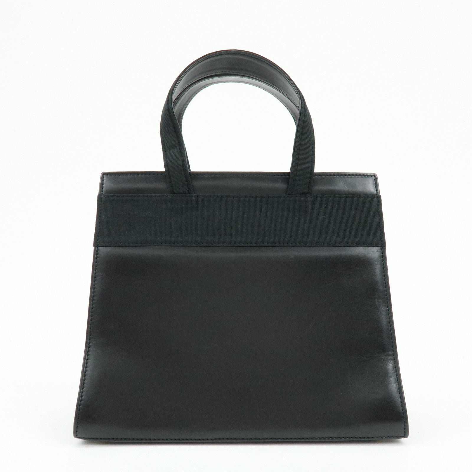Ferragamo Vara Ribbon Leather Hand Bag Tote Bag Black