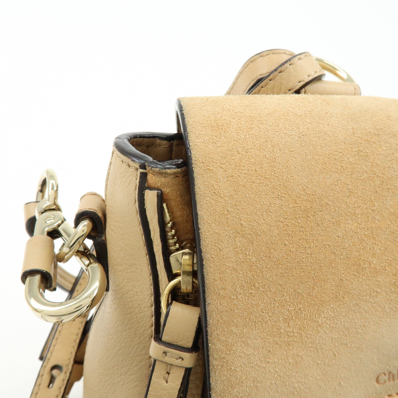 Chloe Faye Suede Leather 2Way Bag Backpack Hand Bag Beige
