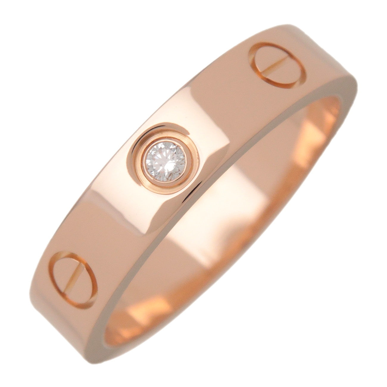 Cartier ラブリングミニ　K18PG 51 Cartier Mini Love 1P Diamond Ring K18 750PG #51 US5.75 EU51
