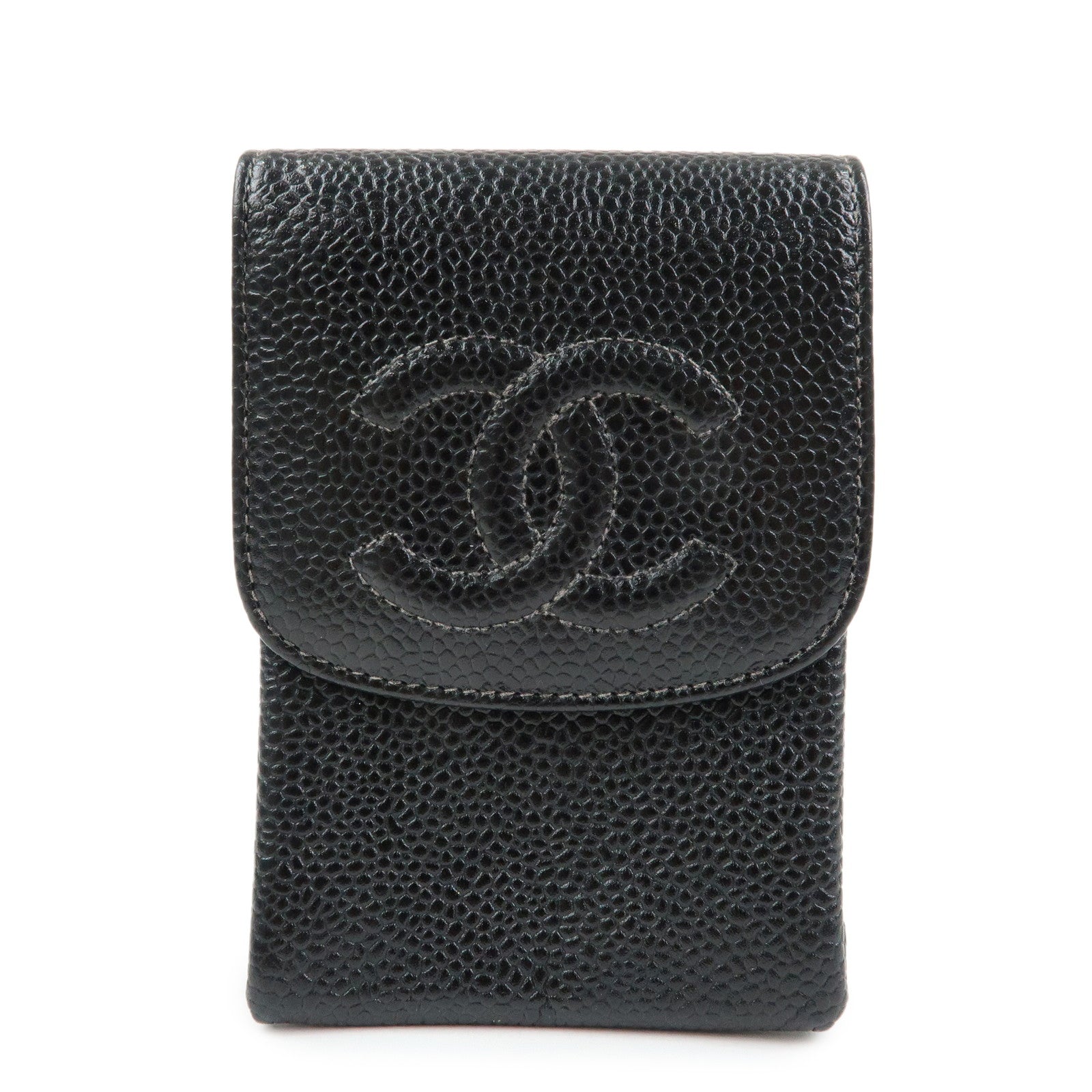CHANEL COCO Mark Caviarskin Cigarette Case Black