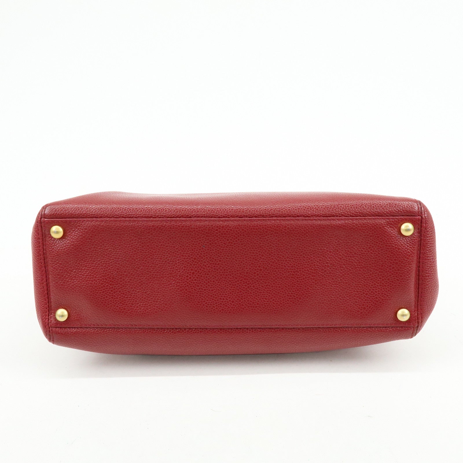 CHANEL Caviarskin Shoulder Bag Hand Bag Red