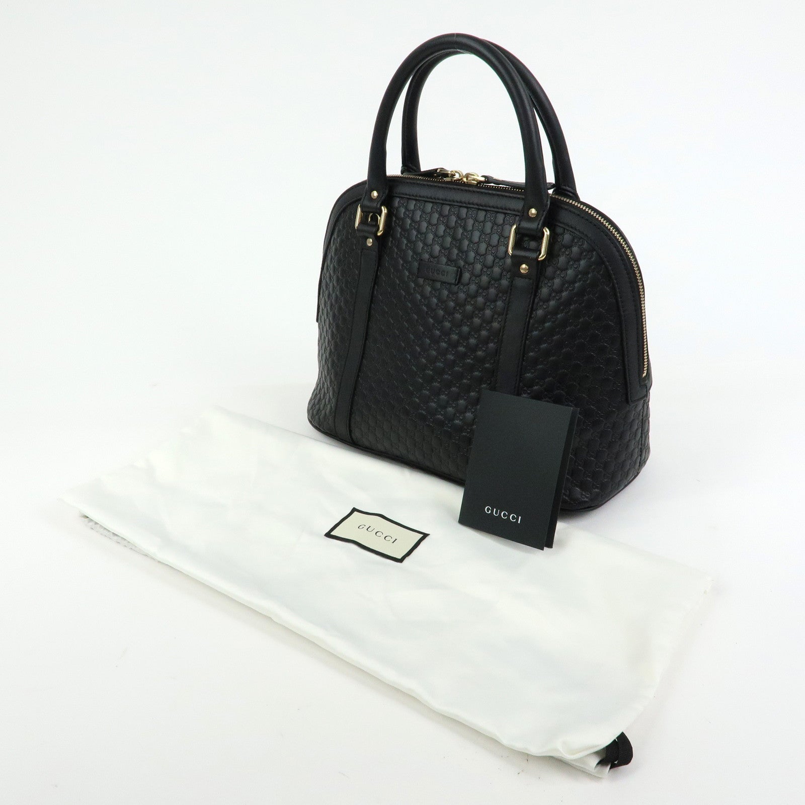 GUCCI Microguccissima Leather 2WAY Bag Hand Bag Black 449663