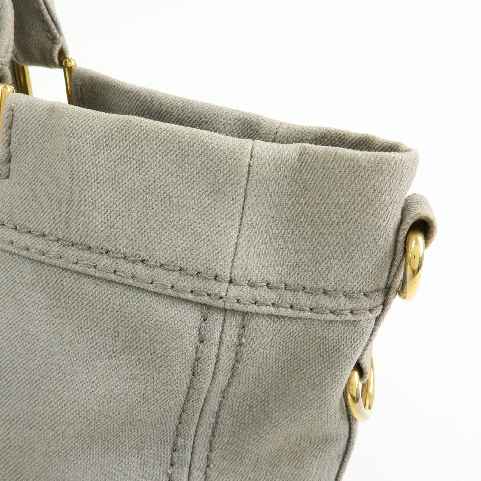 PRADA Canapa Canvas 2Way Bag Hand Bag Shoulder Bag Gray BN2069