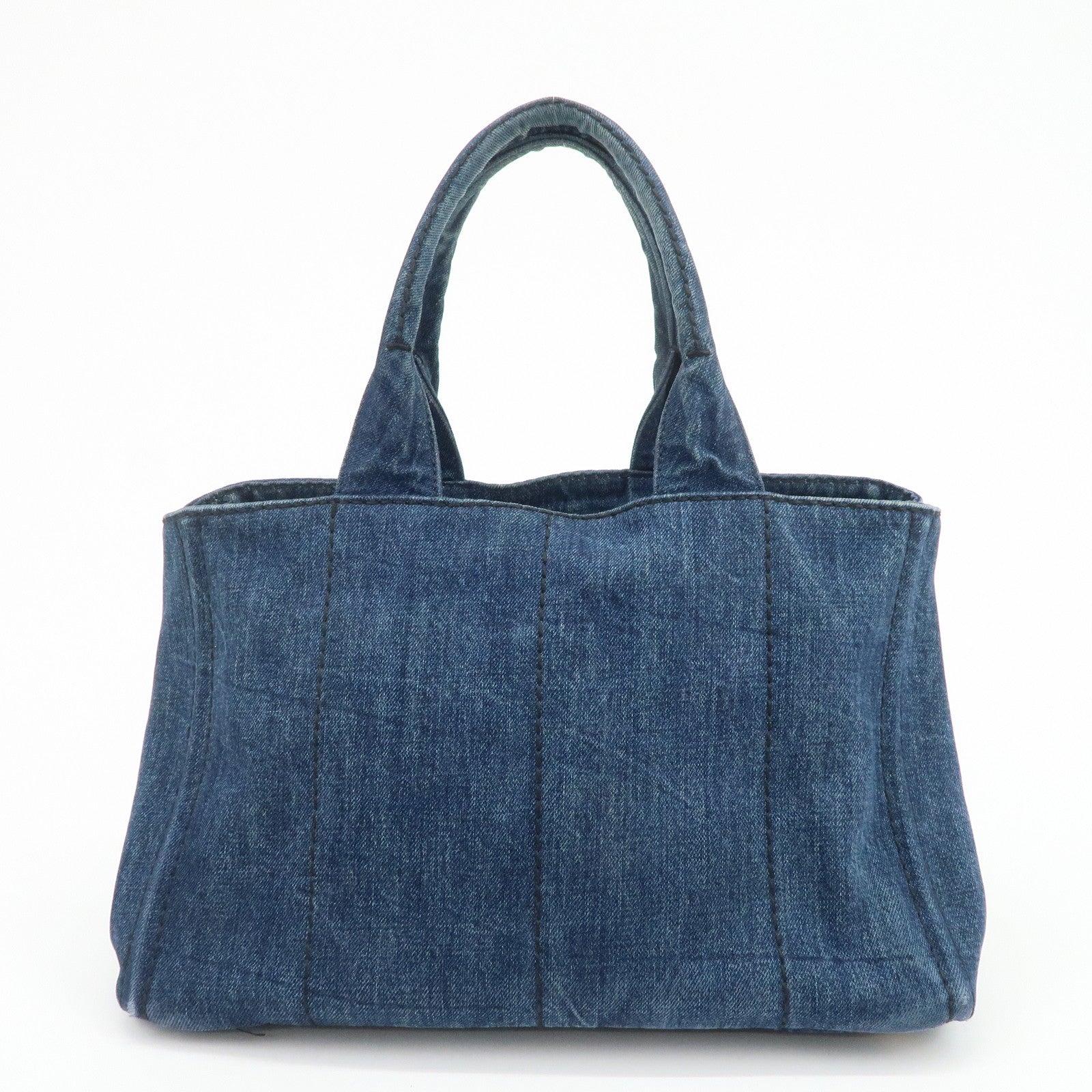PRADA Triangle Logo Canapa Denim Tote Bag Hand Bag B1877B