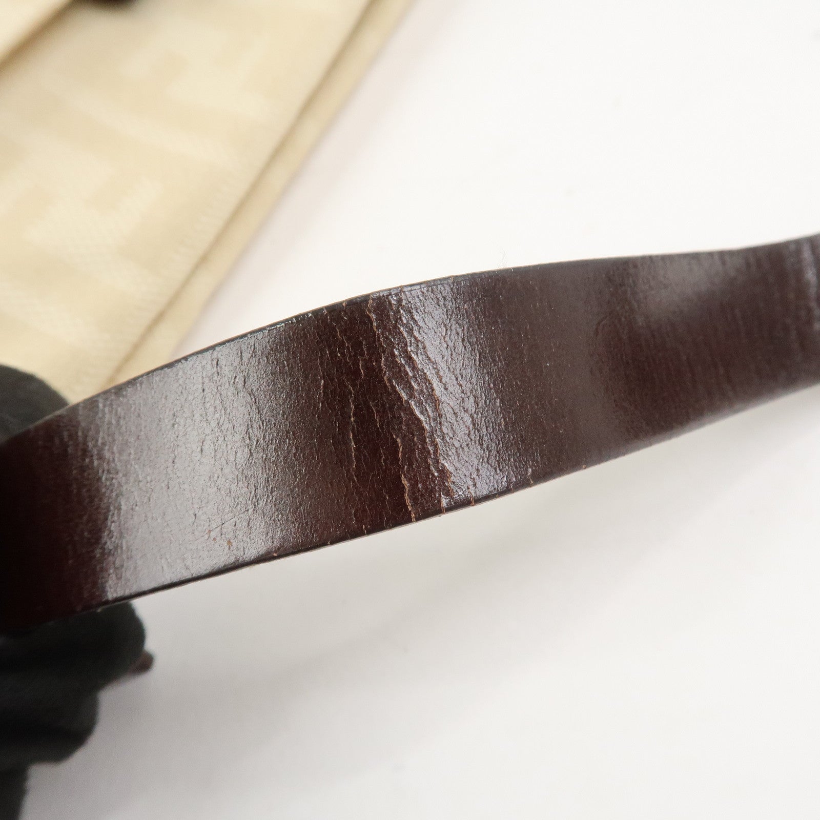 FENDI Zucca Canvas Leather Shoulder Bag Ivory Brown 26566