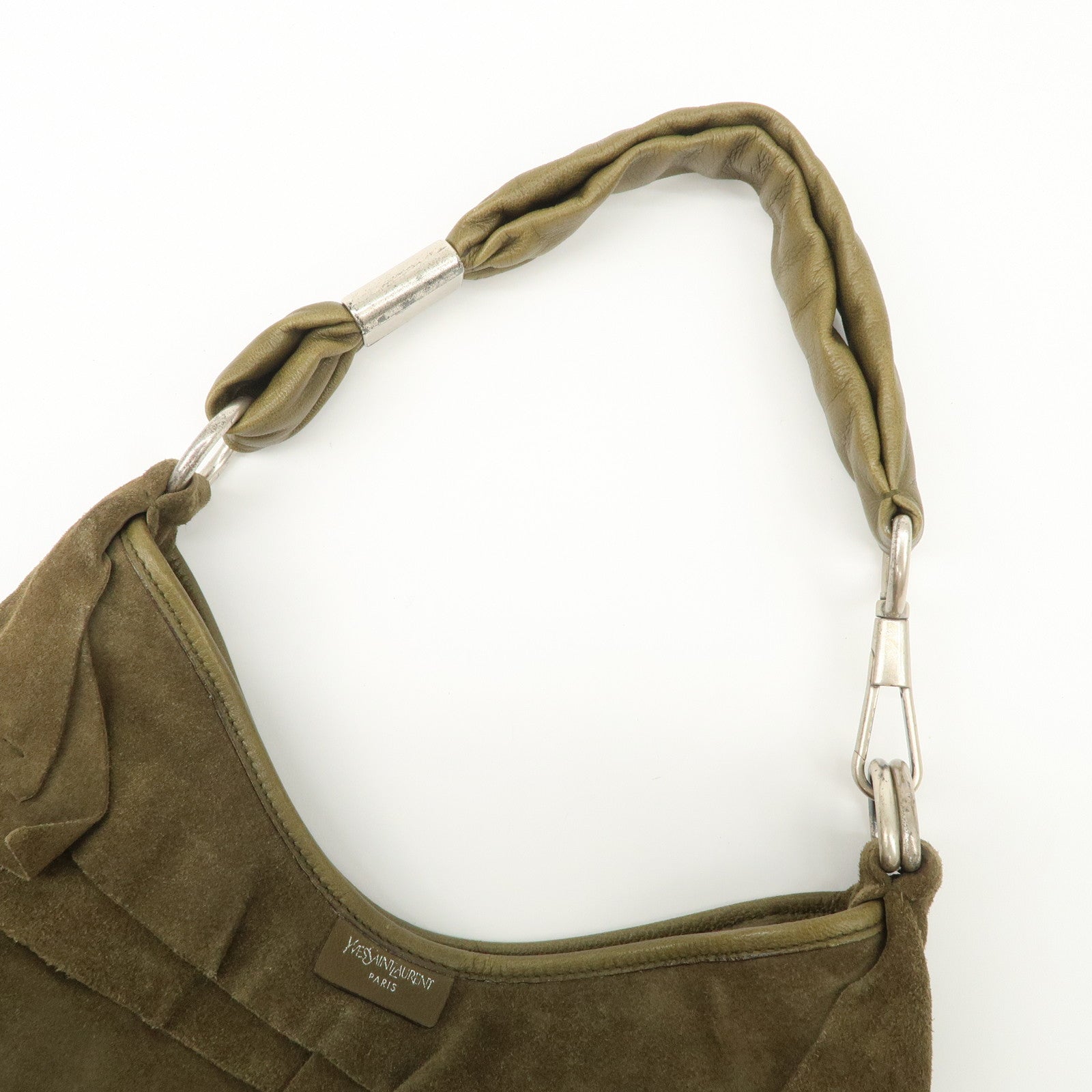 SAINT LAURENT Saint Tropez Suede Leather Shoulder Bag Khaki 12245