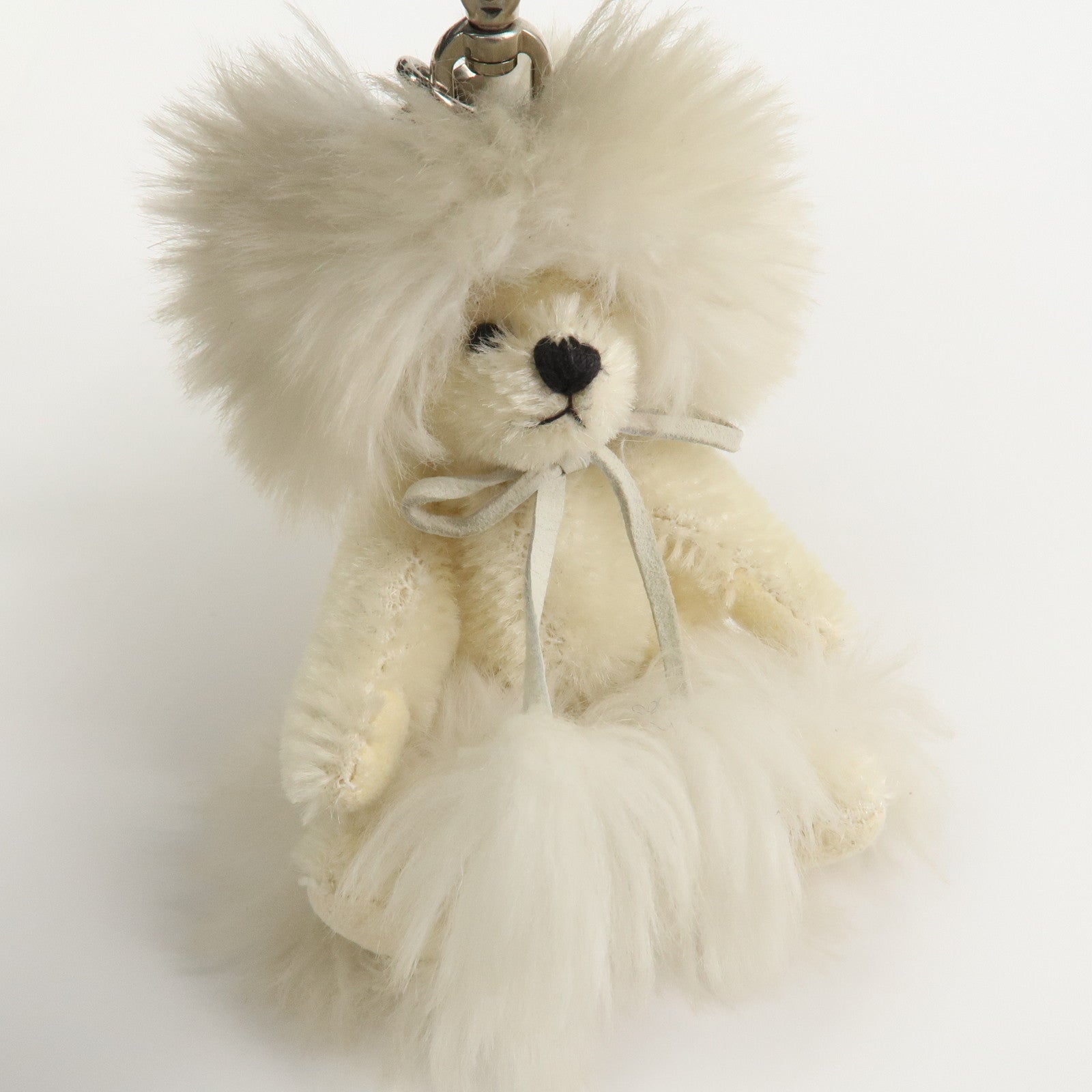 PRADA Teddy Bear Bag Charm Key Charm Ivory