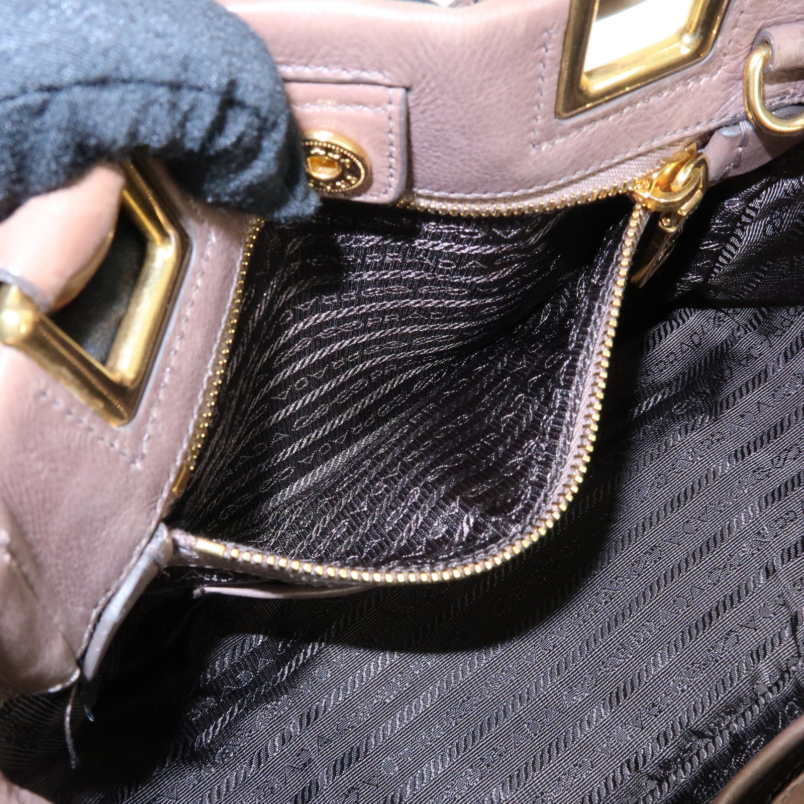 PRADA Calf Leather 2Way Bag Shoulder Bag Ribbon Brown BN2245