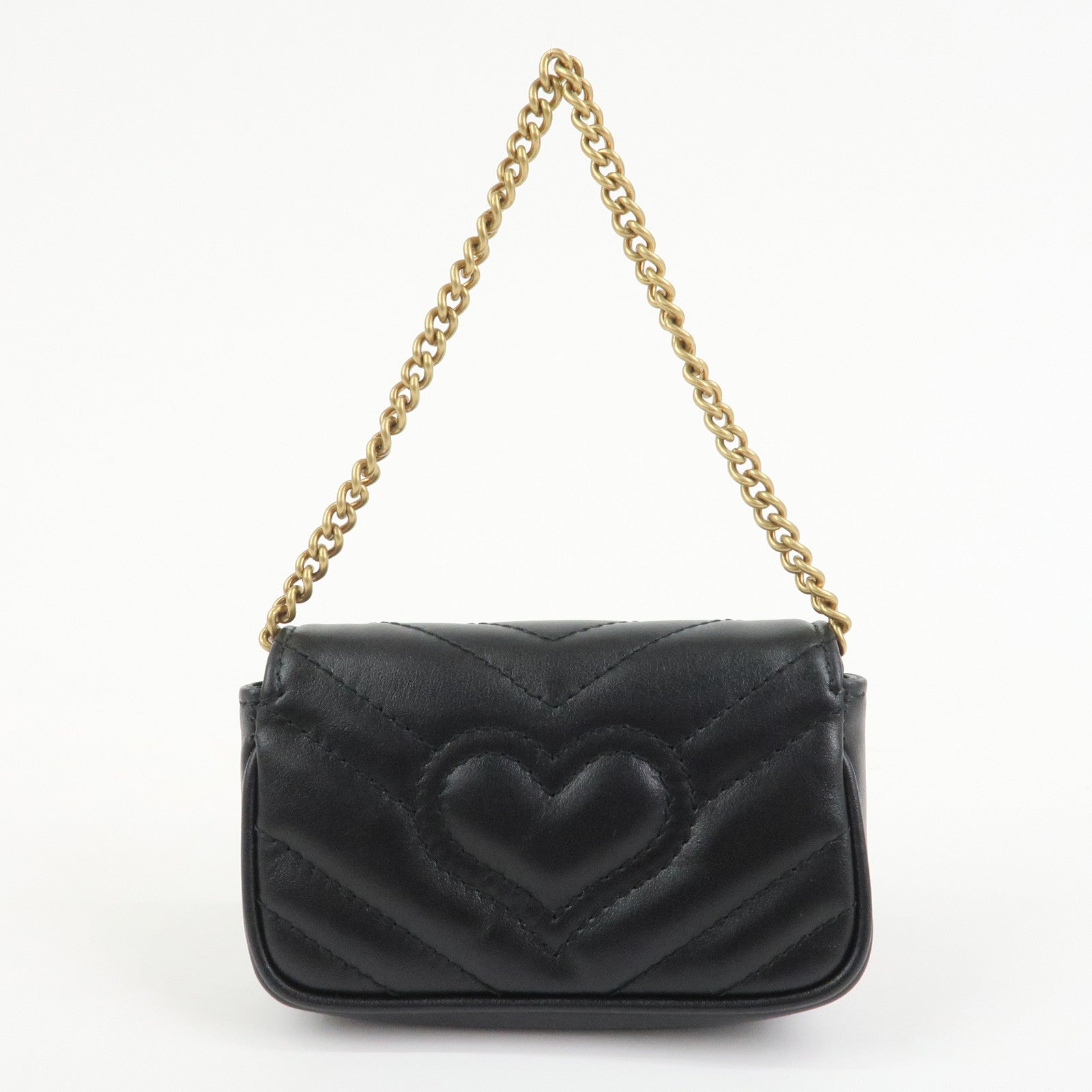 GUCCI GG Marmont Leather Chain Hand Bag Black 575161