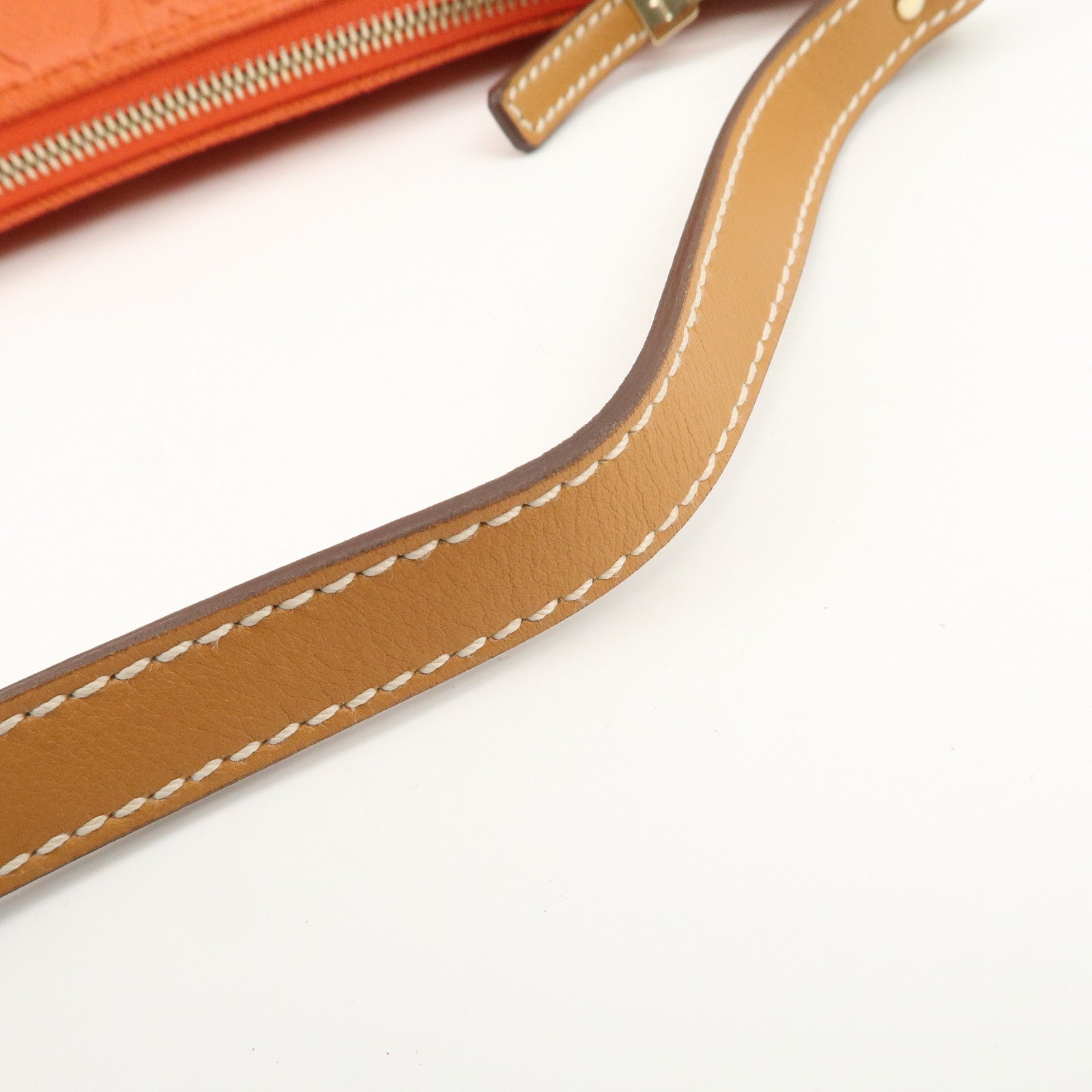 Ferragamo Gancini Leather Shoulder Bag Hand Bag Orange Beige