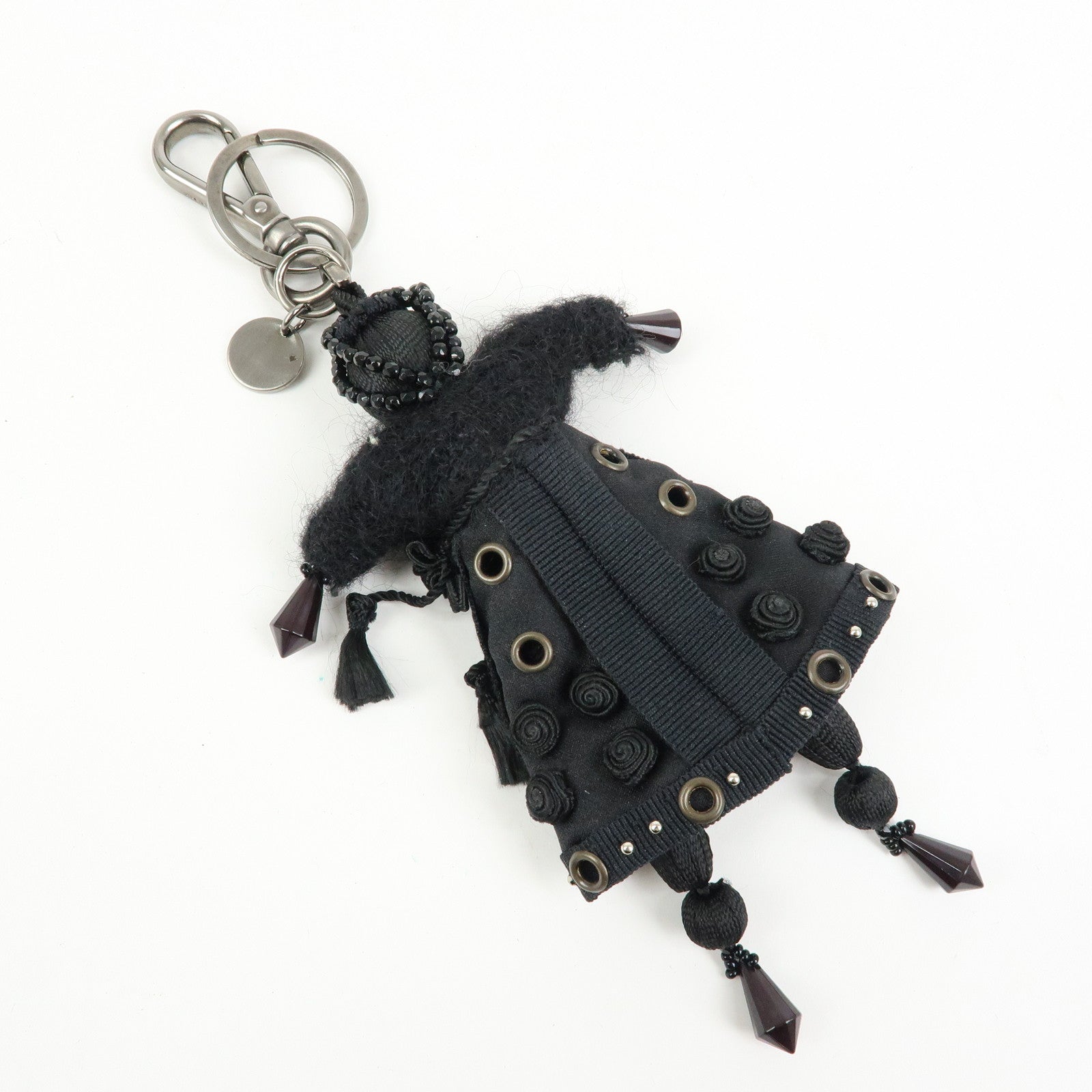 PRADA Set Of 2 Leather Metal Nylon Bag Charm Key Holder 2PP040