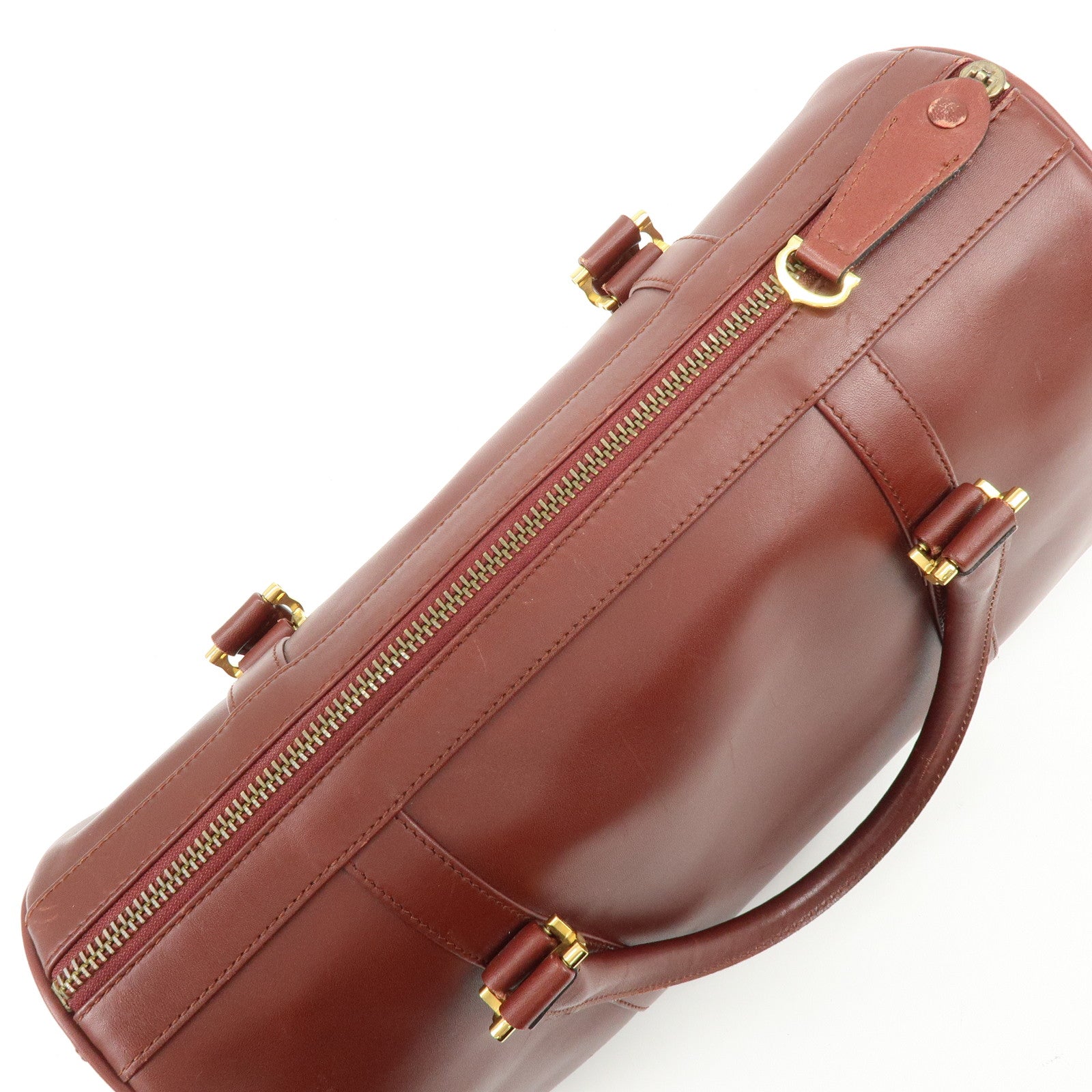 Cartier Must de Cartier Leather Boston Bag Hand Bag Bordeaux