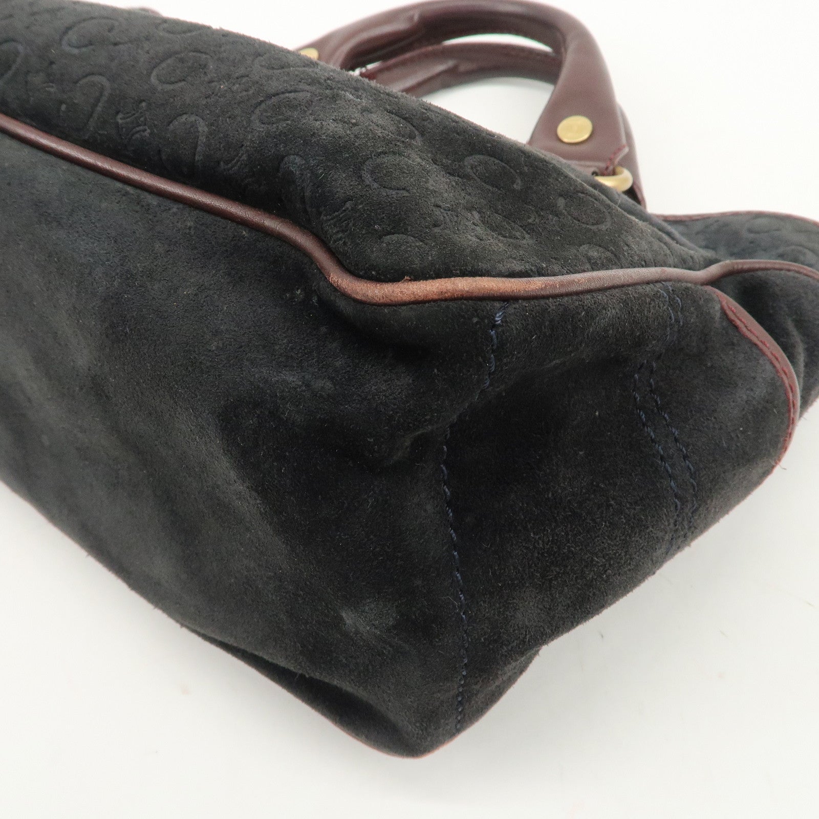 CELINE C Macadam Suede Leather Boogie Bag Bordeaux Black
