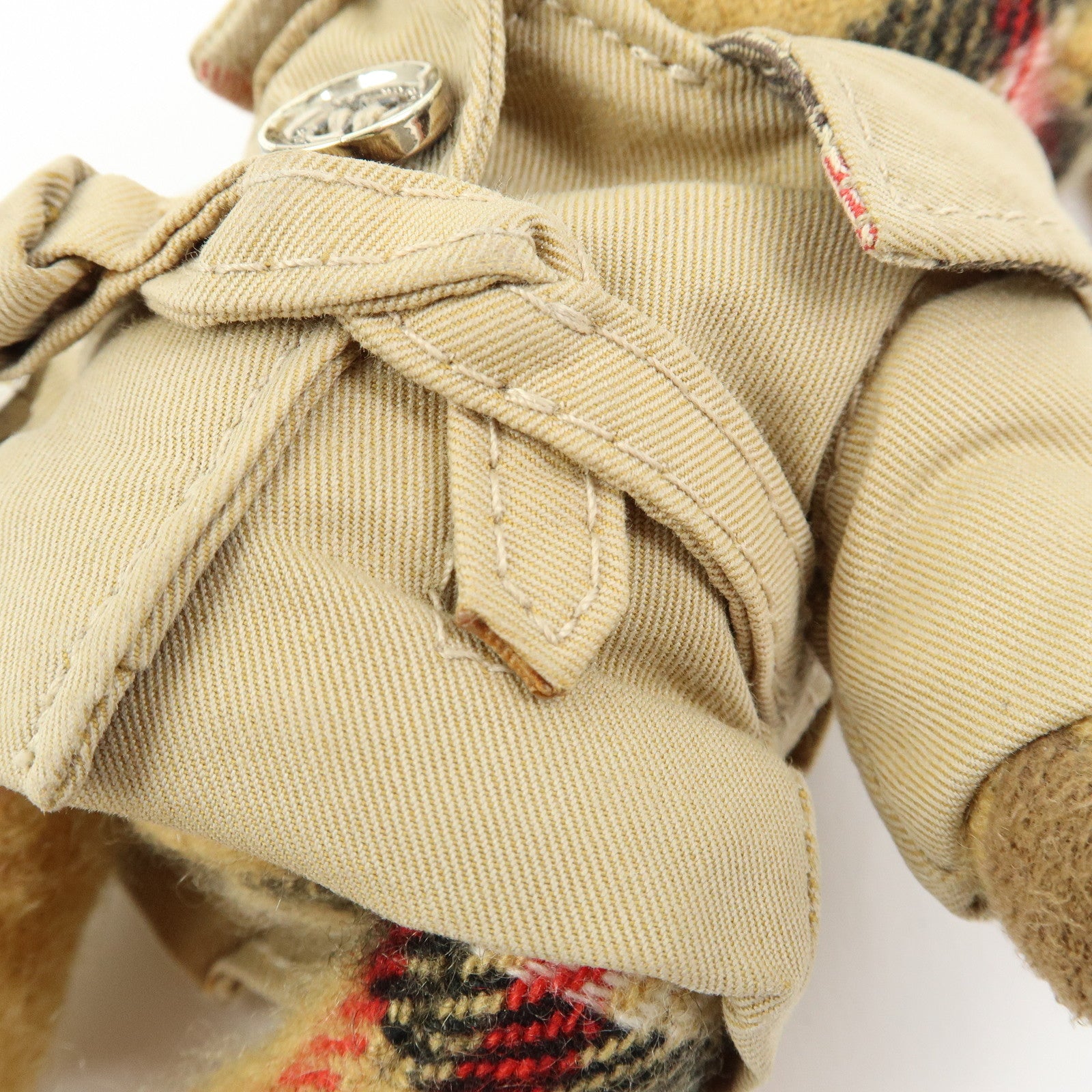 BURBERRY Nova Paid Canvas Bag Charm Key Holder Thomas Bear Beige