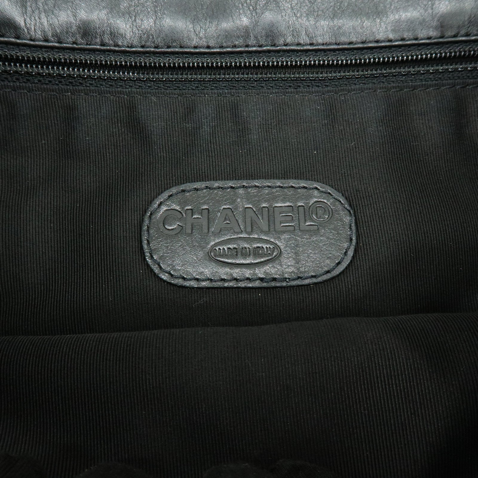 CHANEL Logo Lamb Skin Shoulder Bag Crossbody Bag Black