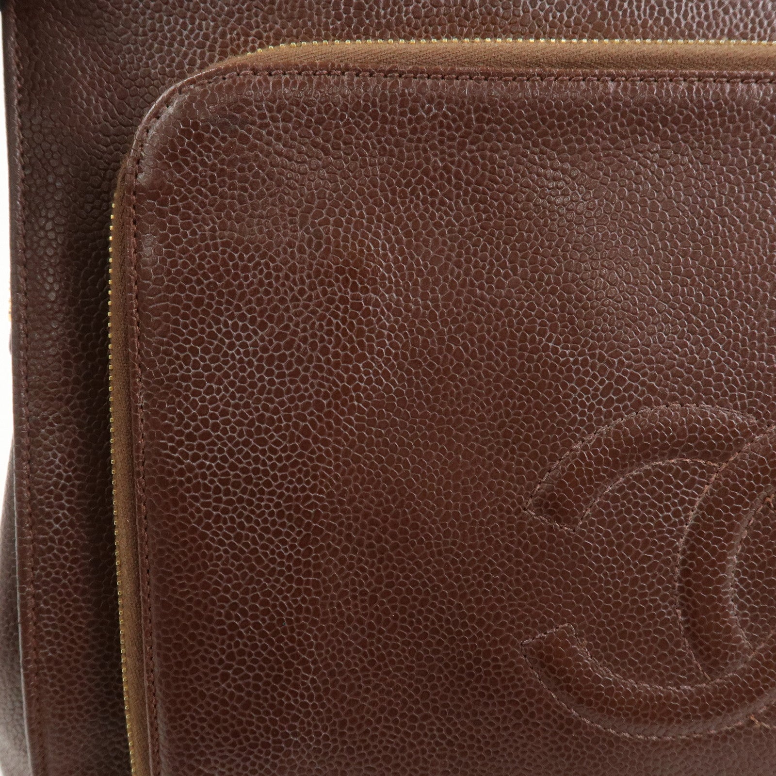 CHANEL COCO Mark Caviarskin Tote Bag Shoulder Bag Brown