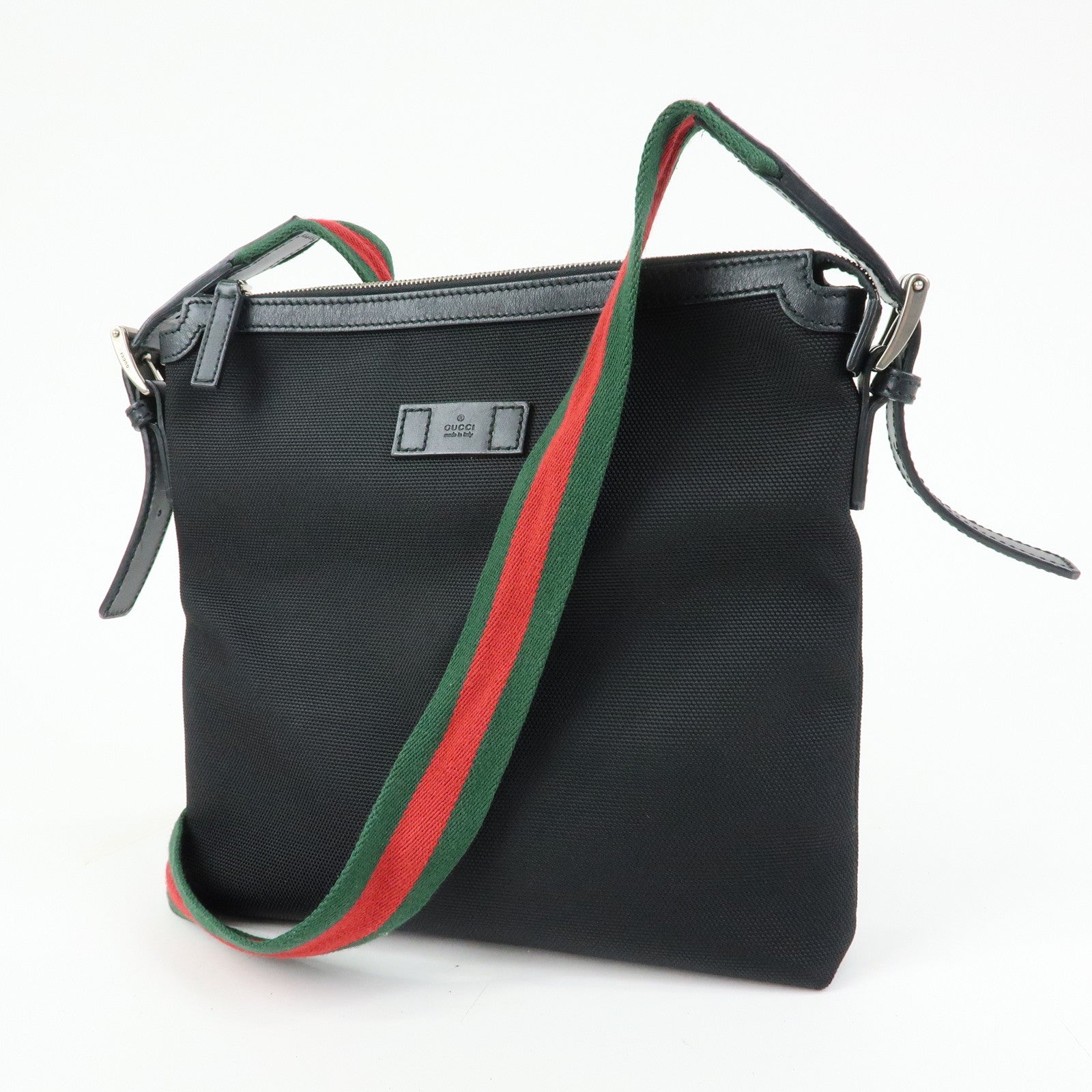 GUCCI Sherry Canvas Leather Shoulder Bag Crossbody Bag Black 353407