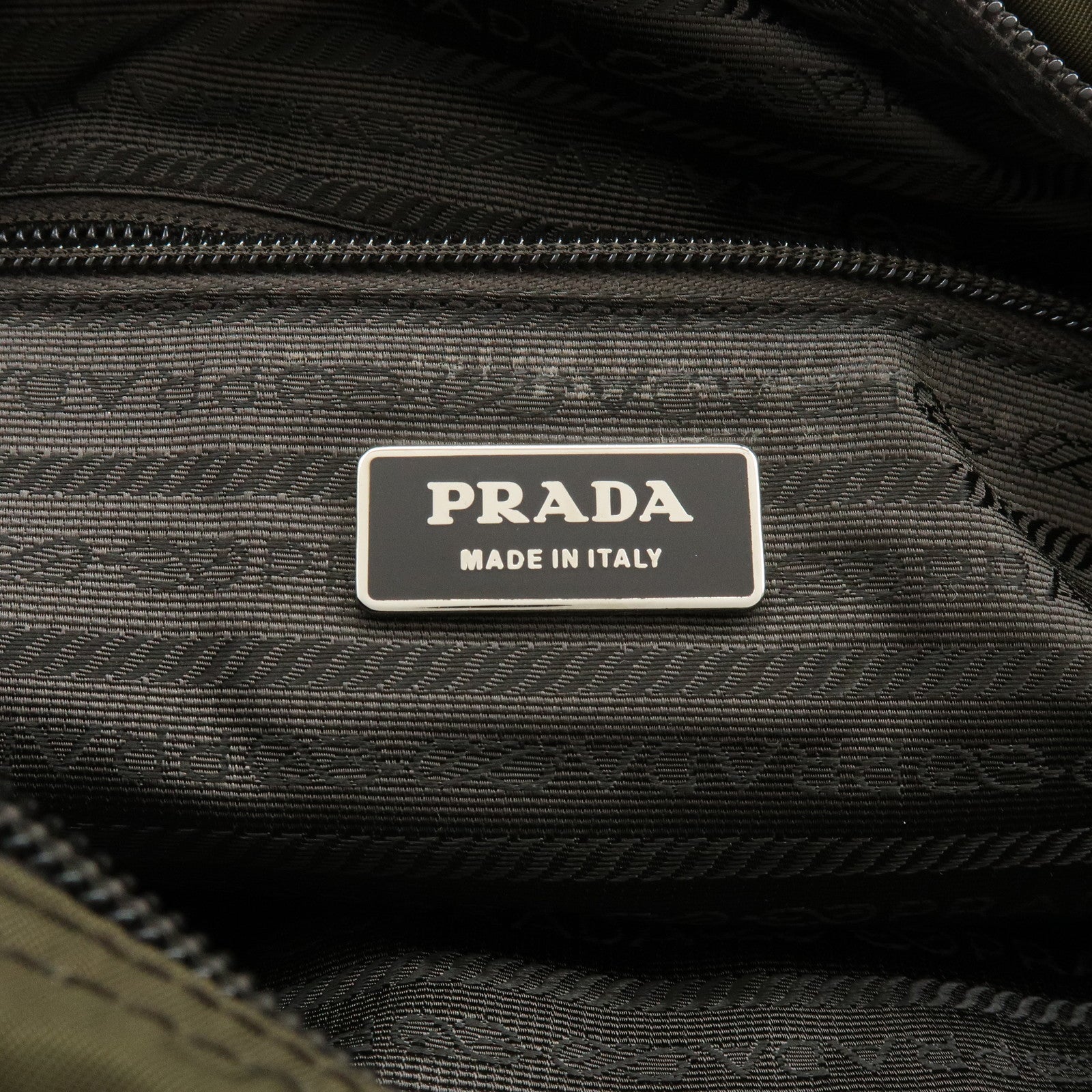PRADA Triangle Logo Nylon Shoulder Crossbody Bag Khaki Brown BT0166