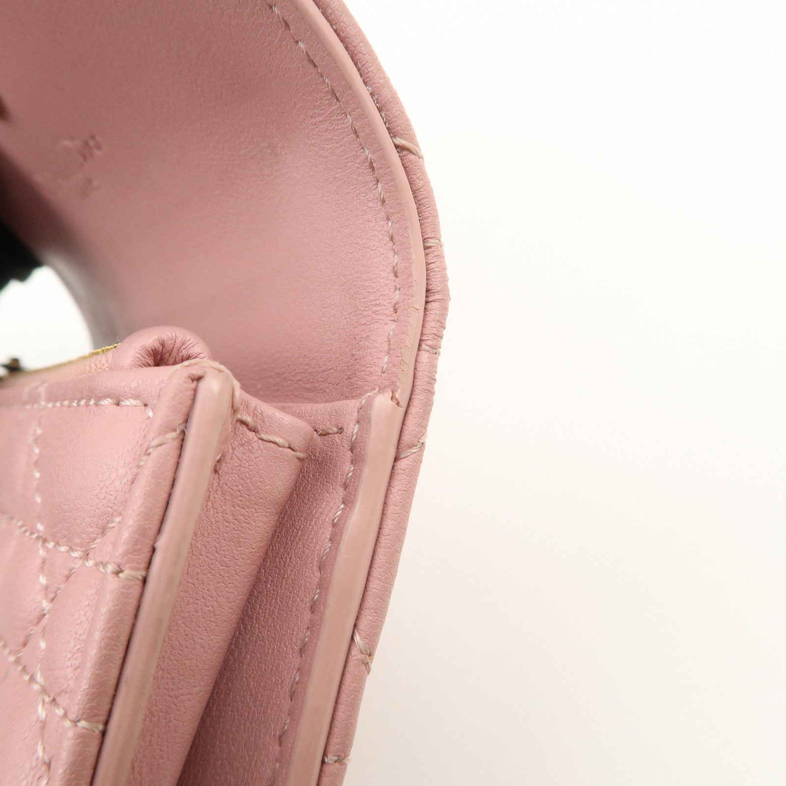 Christian Dior Canage Leather Bi-fold Compact Wallet Pink