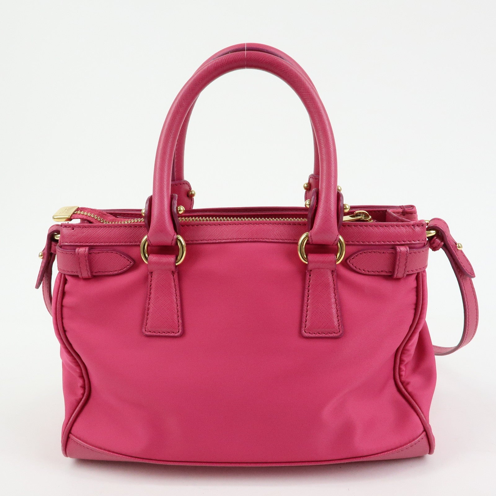 Ferragamo Gancini Nylon Leather 2Way Bag Hand Bag Pink