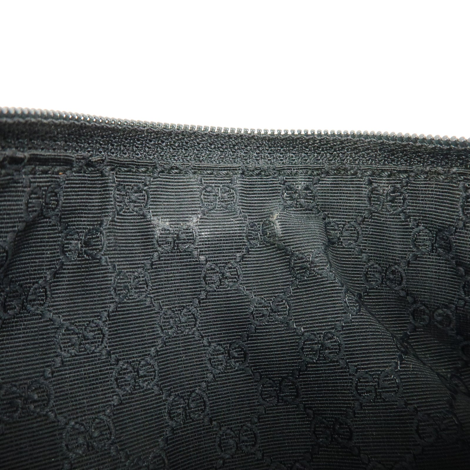 GUCCI Logo Canvas Leather Small Hand Bag Black Beige 92820