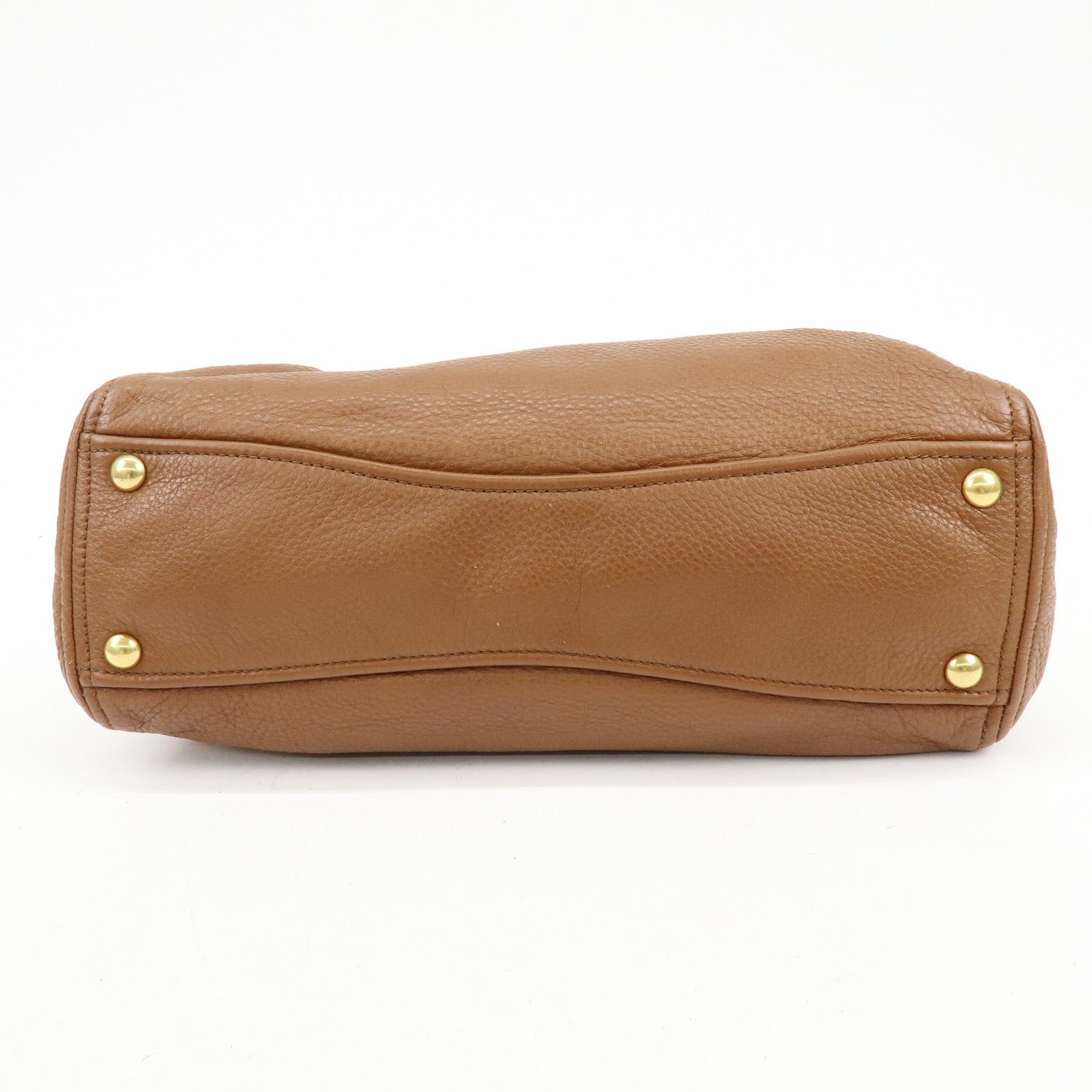 MIU MIU Madras Leather Tote Bag Shoulder Bag Brown