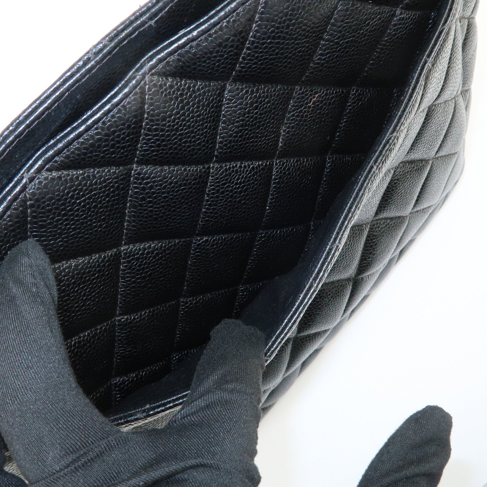 CHANEL Matelasse Caviarskin Medallion Tote Bag Hand Bag A01804